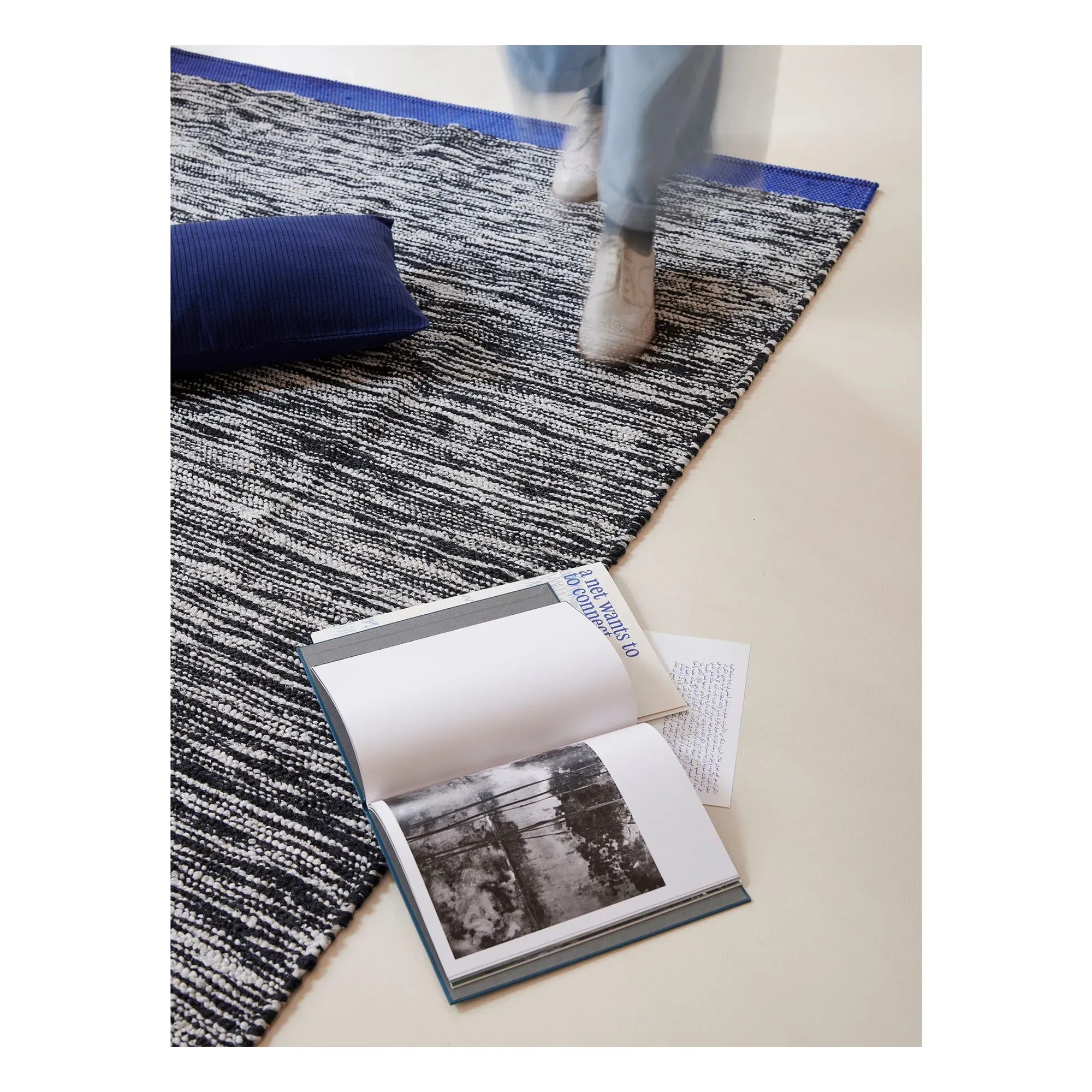 Matt Recycled Cotton Runner Rug - Black alternate view