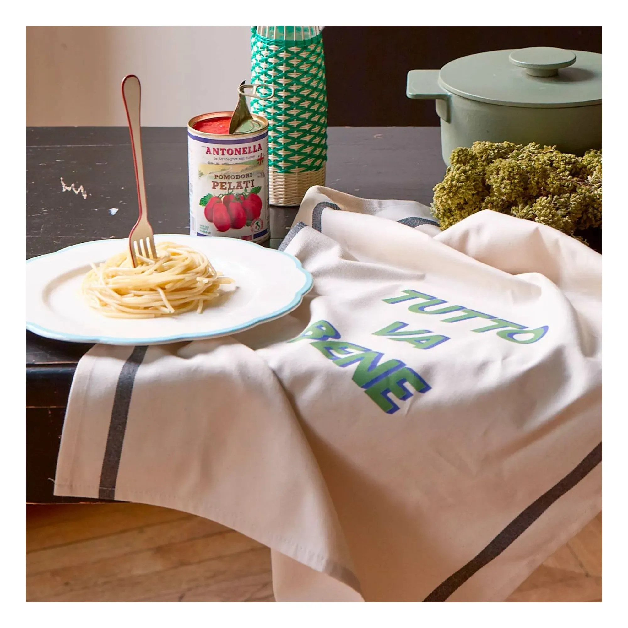 Tutto Organic Cotton Tea Towel - Green alternate view
