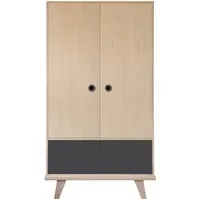 Zen 2-Door Wardrobe with Drawers - Carbon, Ash Wood alternate view