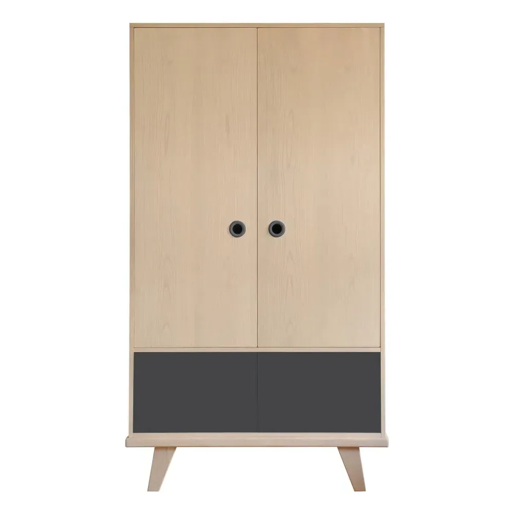 Zen 2-Door Wardrobe with Drawers - Carbon, Ash Wood product