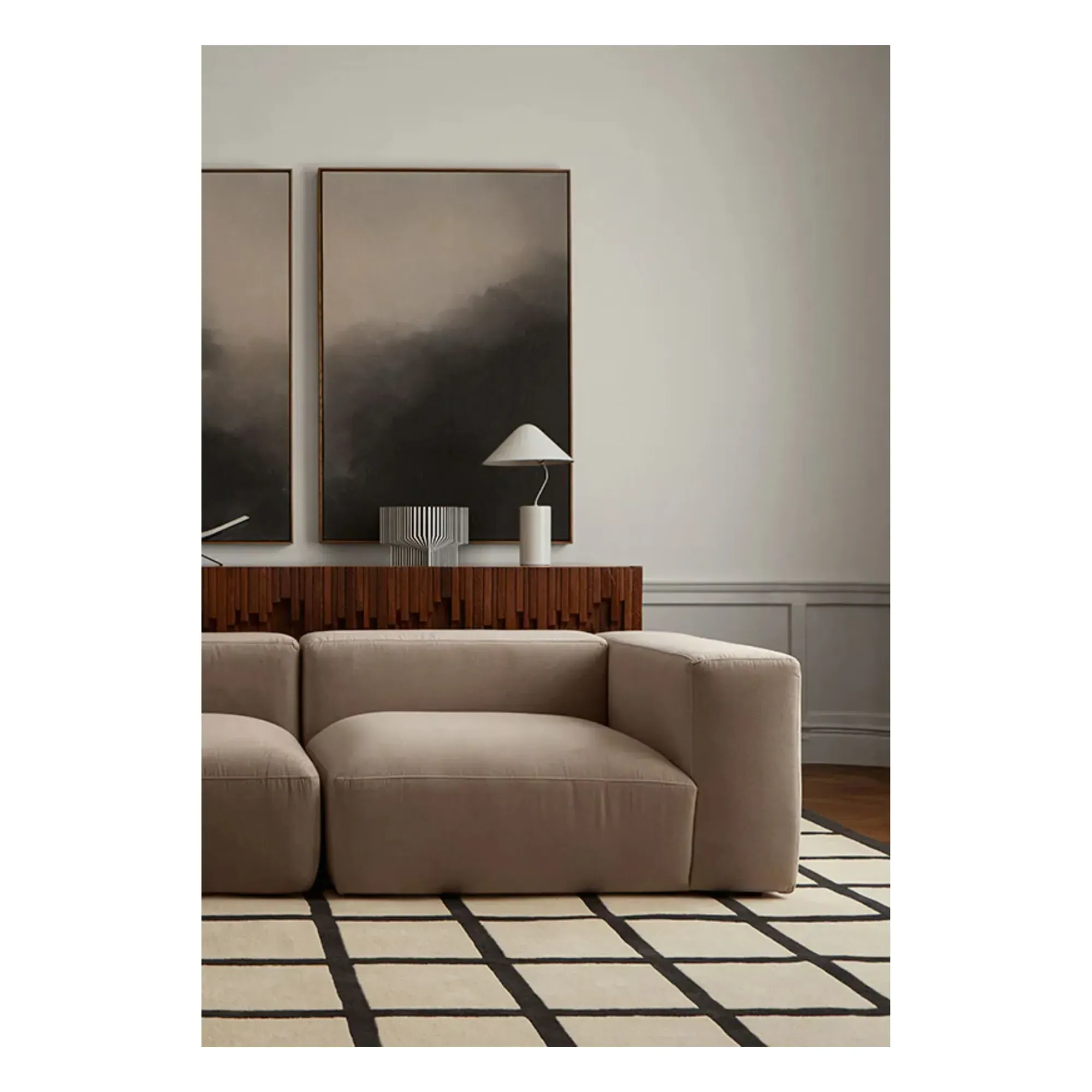 Avenue Checked Wool Rug - White alternate view