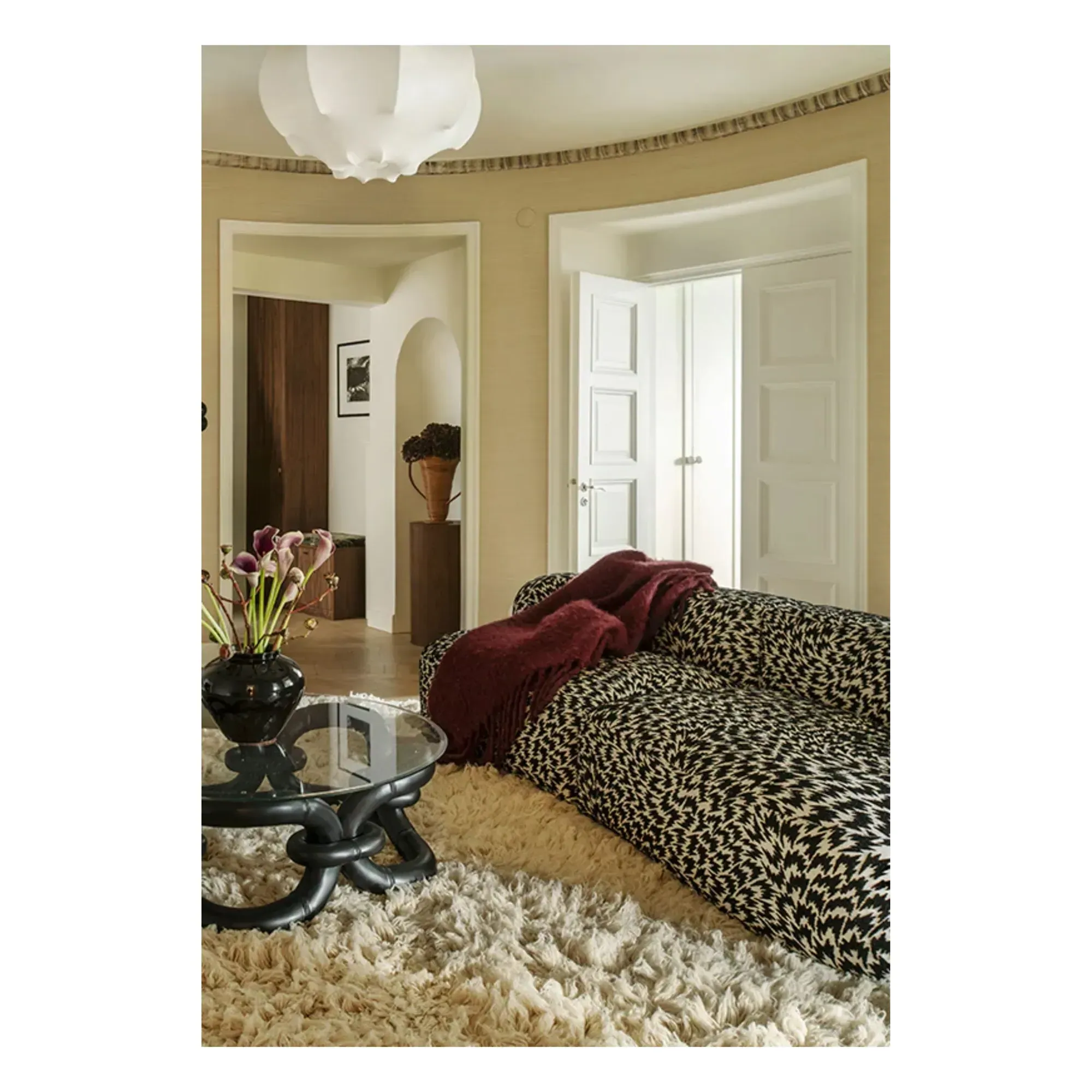 Layered Shaggy Wool Rug - Beige alternate view