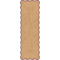 Scallop Jute Runner Rug - Burgundy alternate view