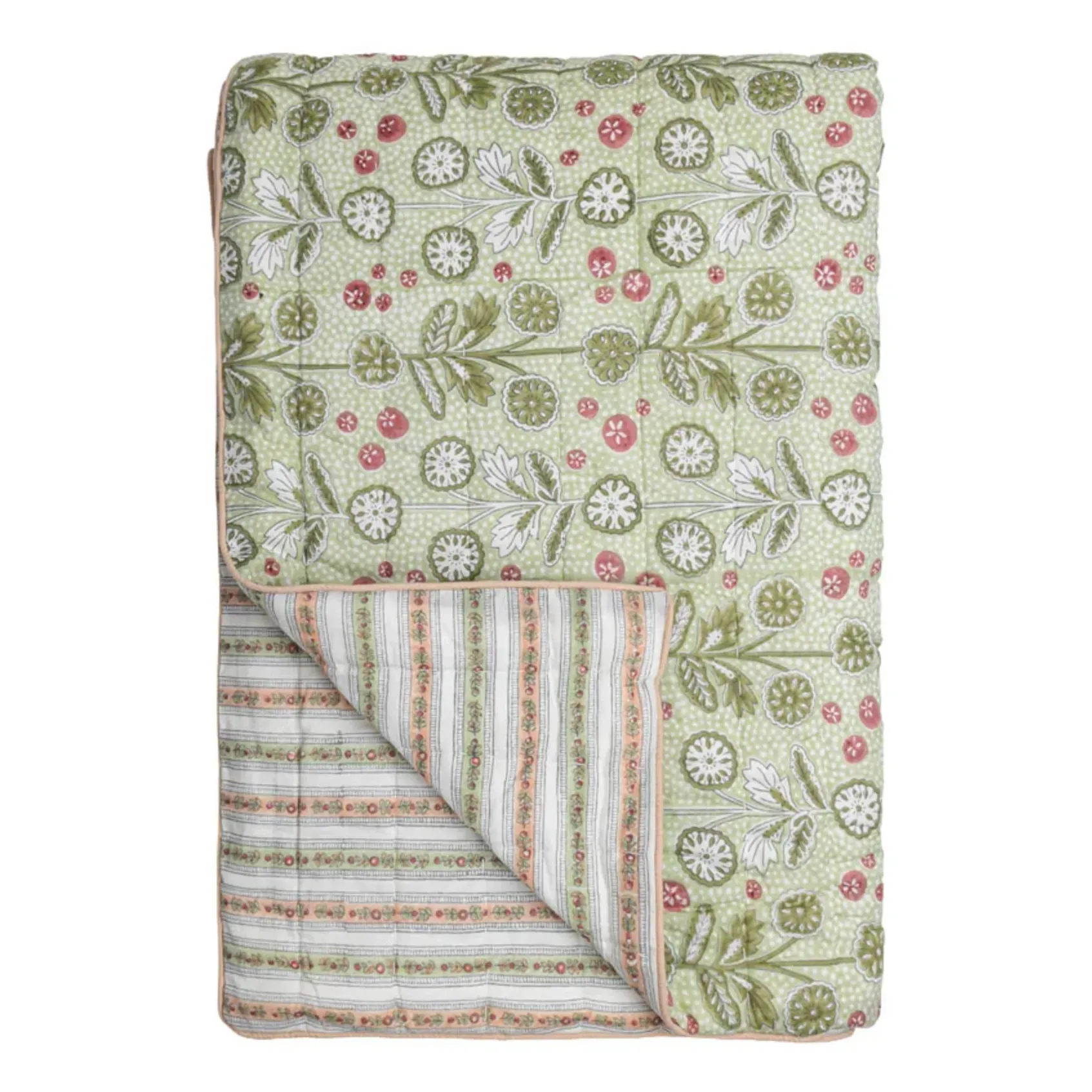 Cosmique Lappi Quilted Bedspread - Pale Green, Cotton alternate view