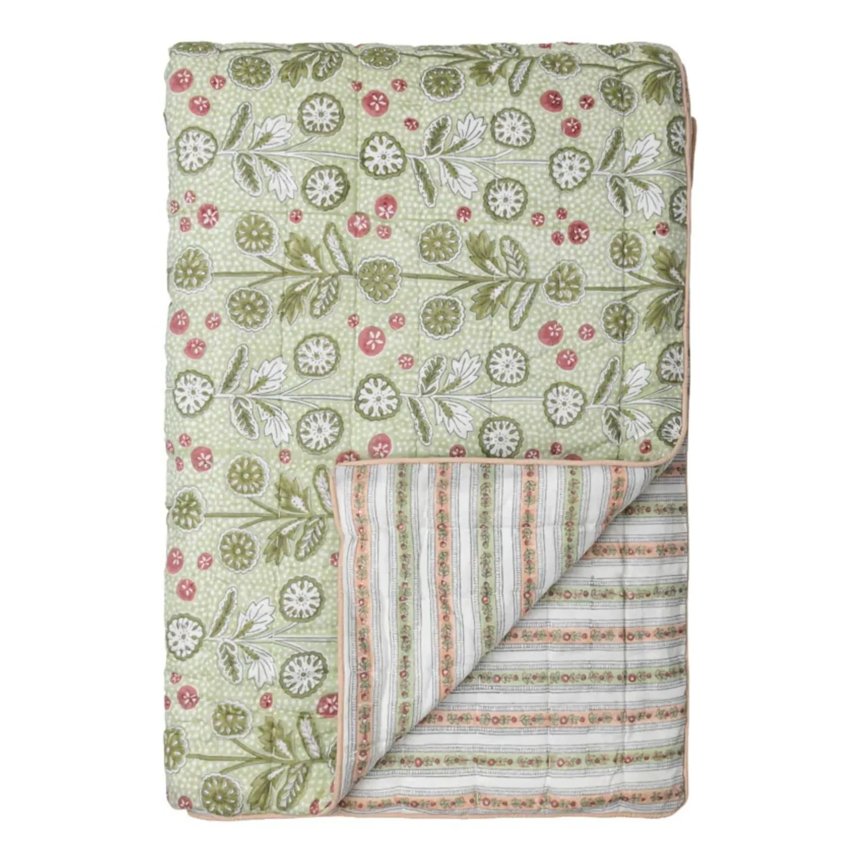 Cosmique Lappi Quilted Bedspread - Pale Green, Cotton product