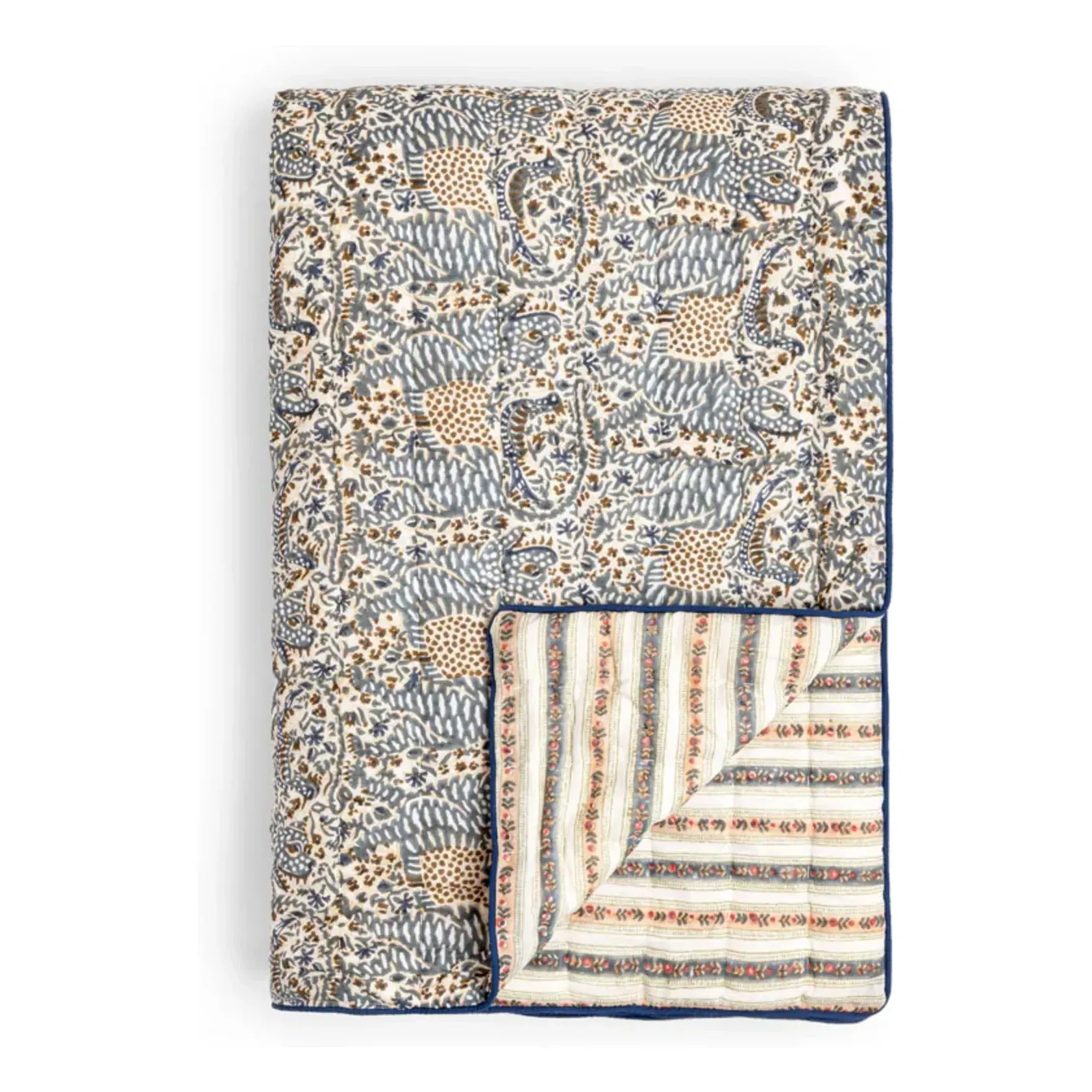 Cosmique London Quilted Bedspread - Blue, Cotton alternate view