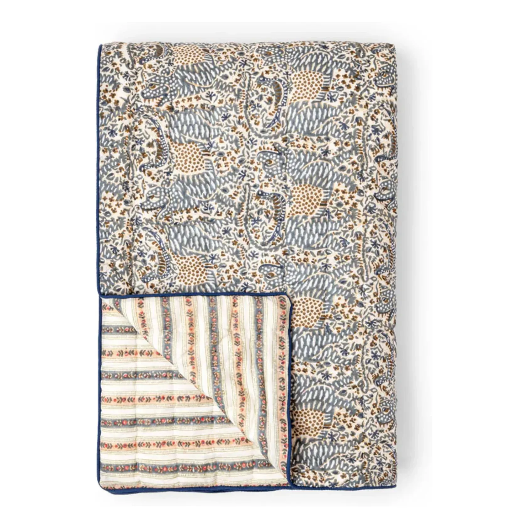 Cosmique London Quilted Bedspread - Blue, Cotton product