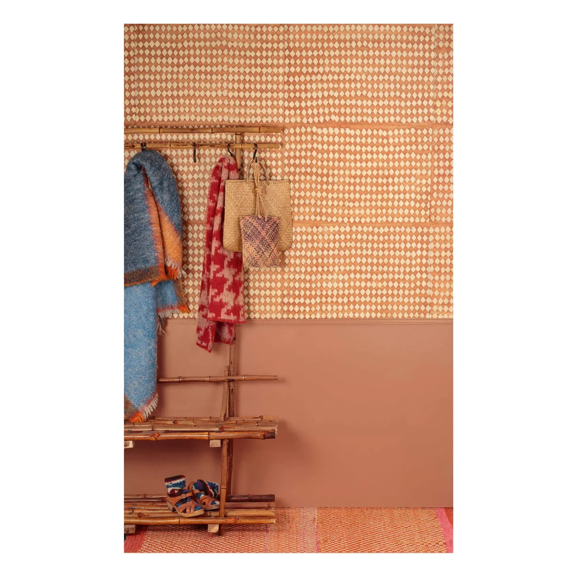 Diamond Wallpaper Set of 12 Sheets - Russet, Rice Paper product