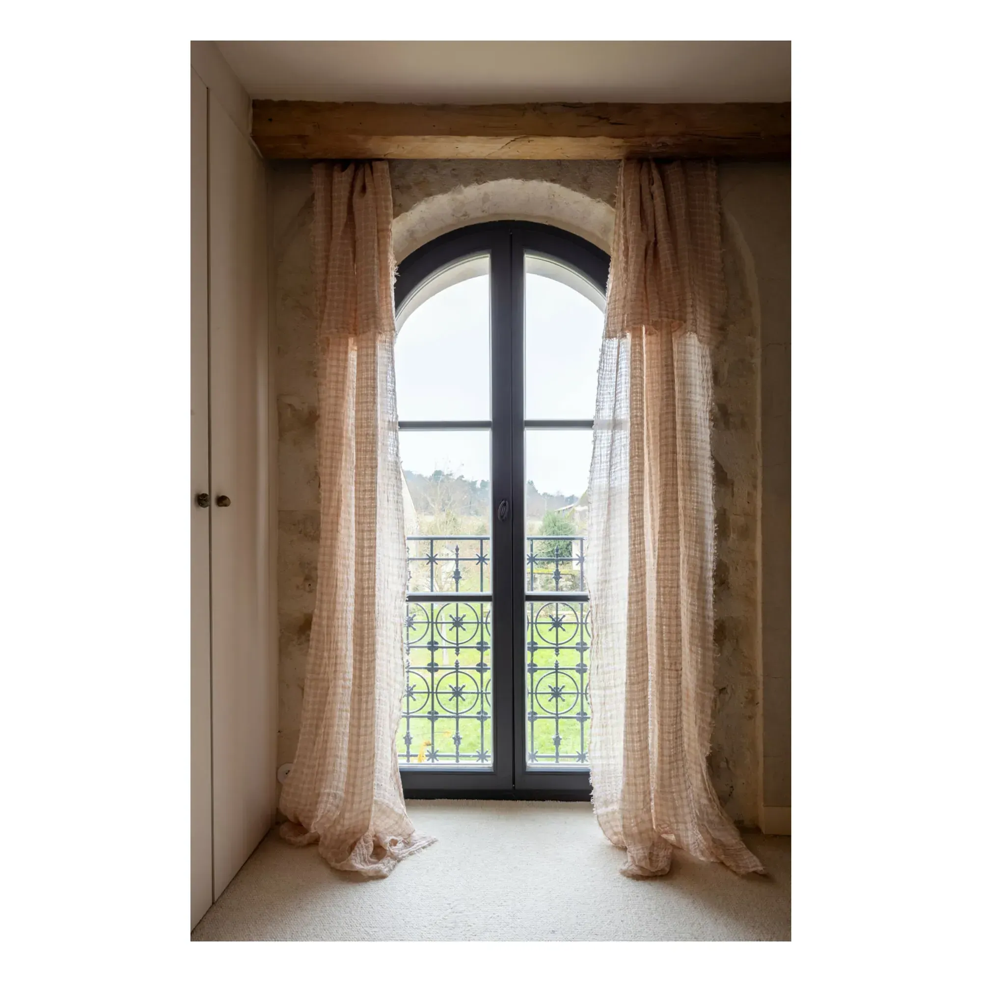 Harmattan Miami Single Panel Curtain - Pink, Linen alternate view