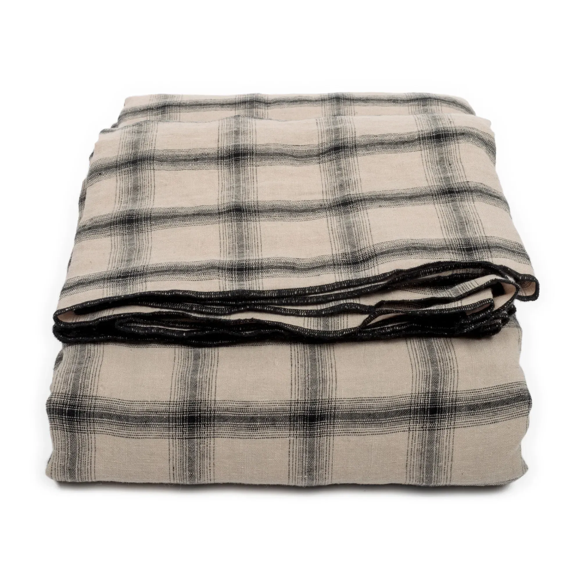 Highlands Checked Tablecloth - Beige Pink, Washed Linen product