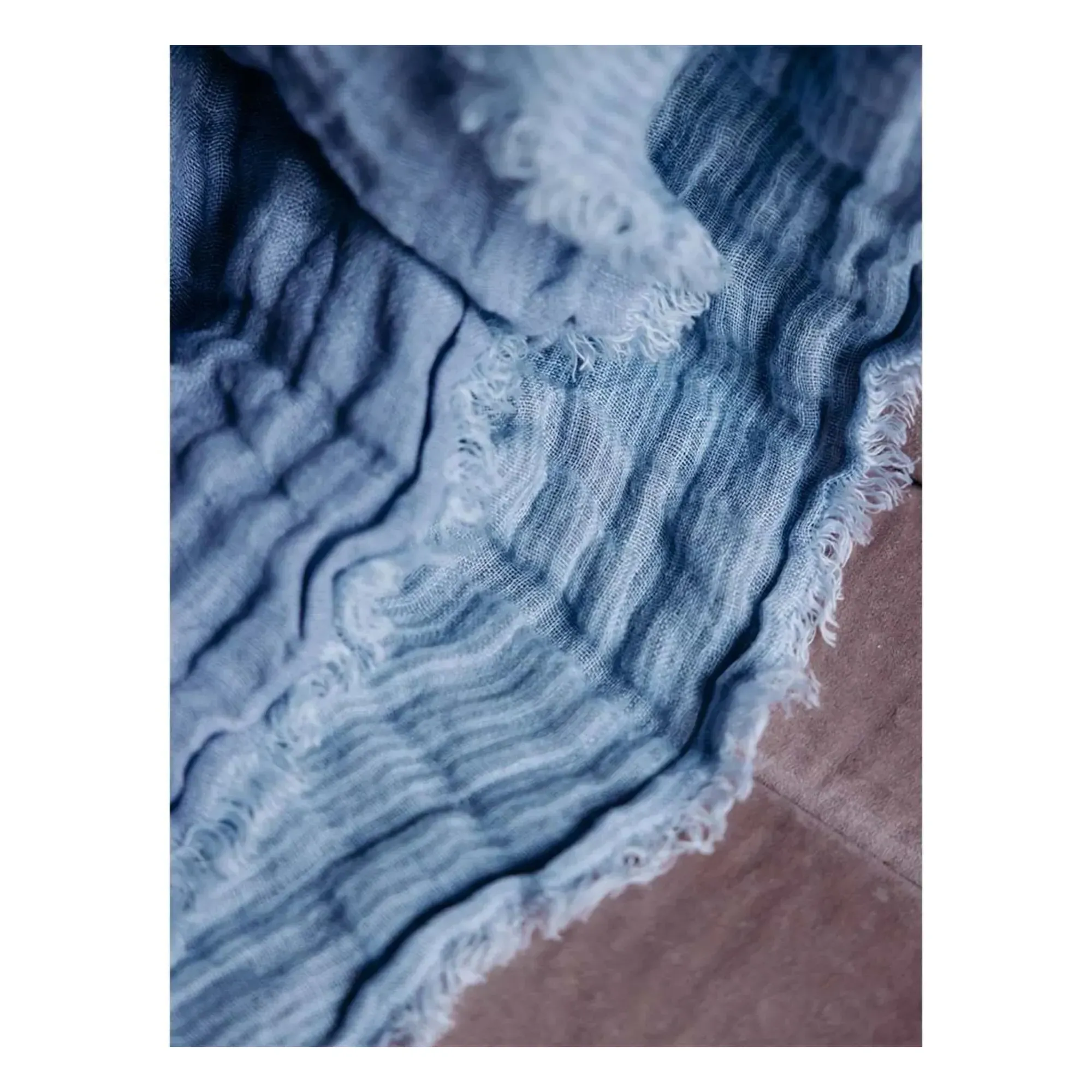 Okapi Linen Throw - Blue, Linen alternate view