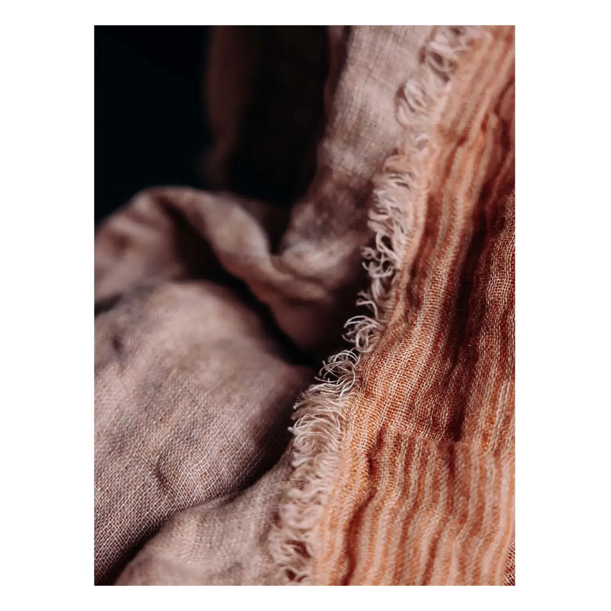 Okapi Linen Throw with Fringed Edges - Terracotta alternate view