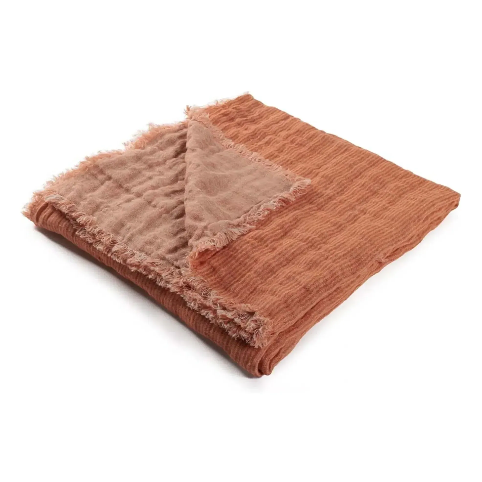 Okapi Linen Throw with Fringed Edges - Terracotta product