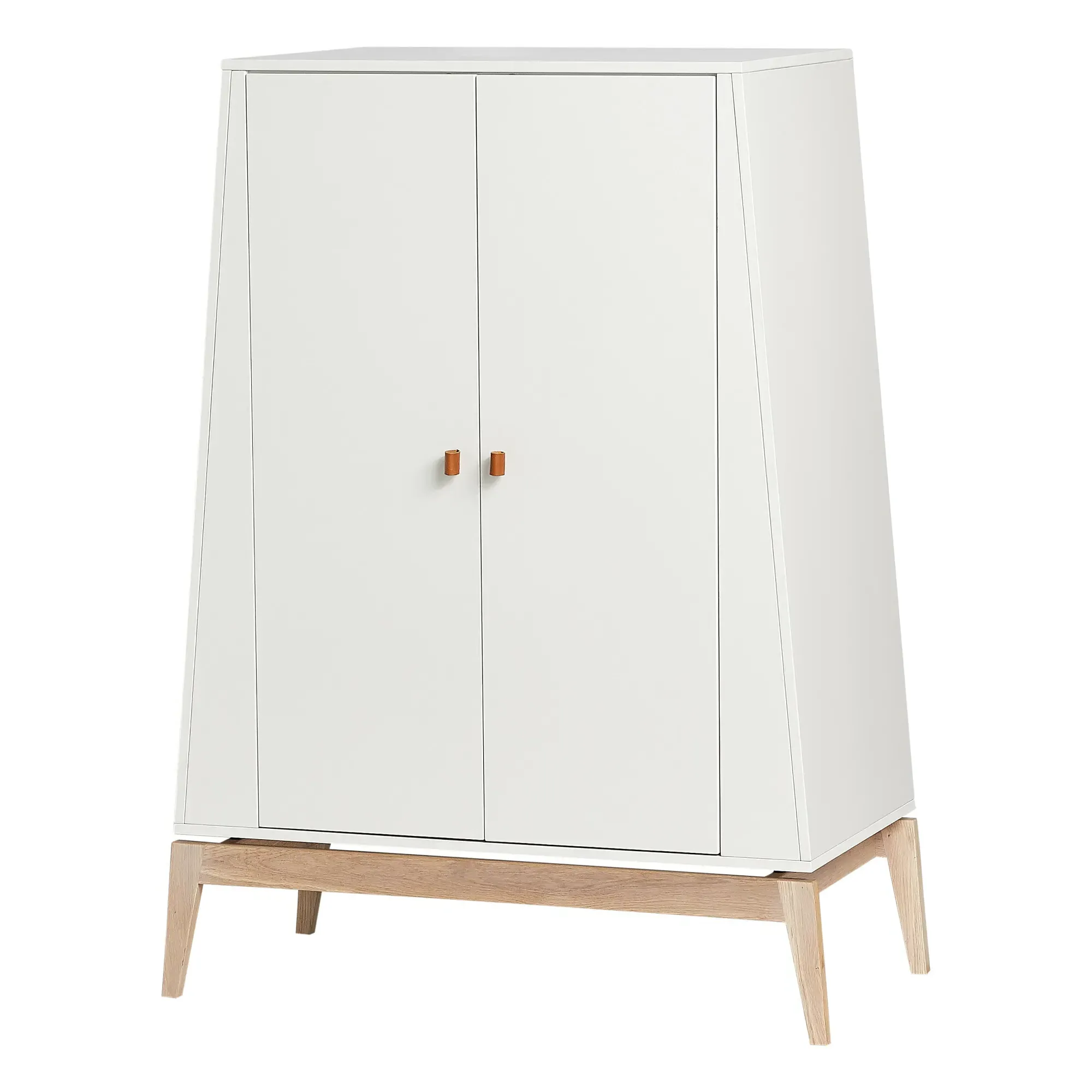 Luna 2-Door Wardrobe - White, Solid Oak product