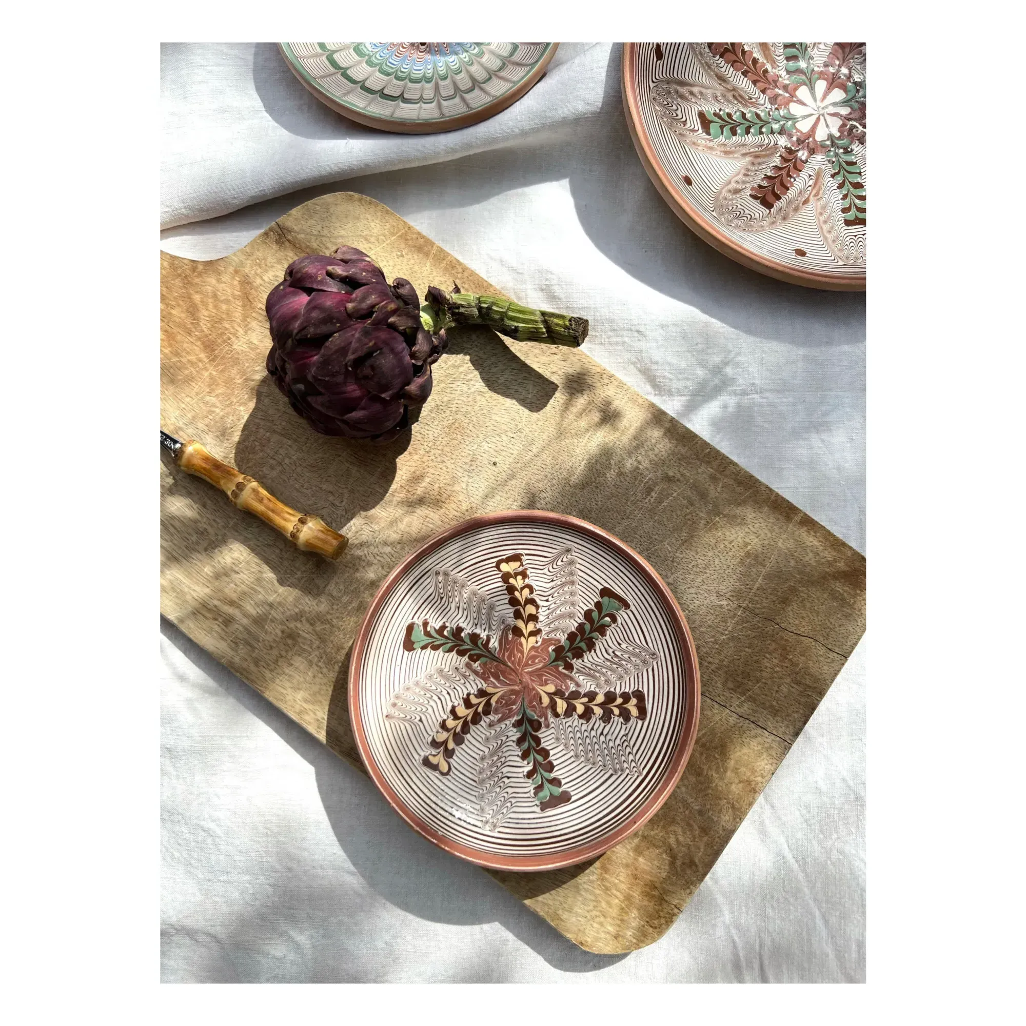 Flower Print Ceramic Plate - Multicoloured alternate view