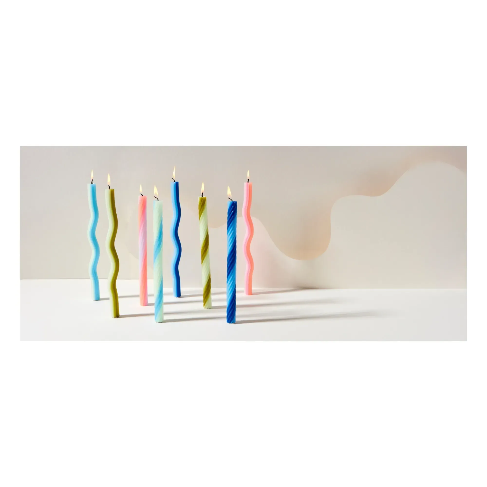 Wiggle Candles Set of 2 - Green, Paraffin Wax alternate view