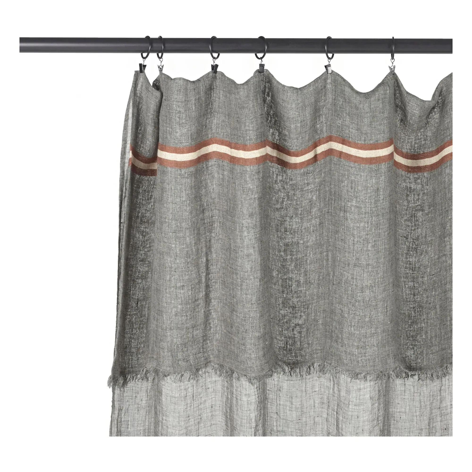 Arlo Linen Stripe Curtain - Carbon alternate view