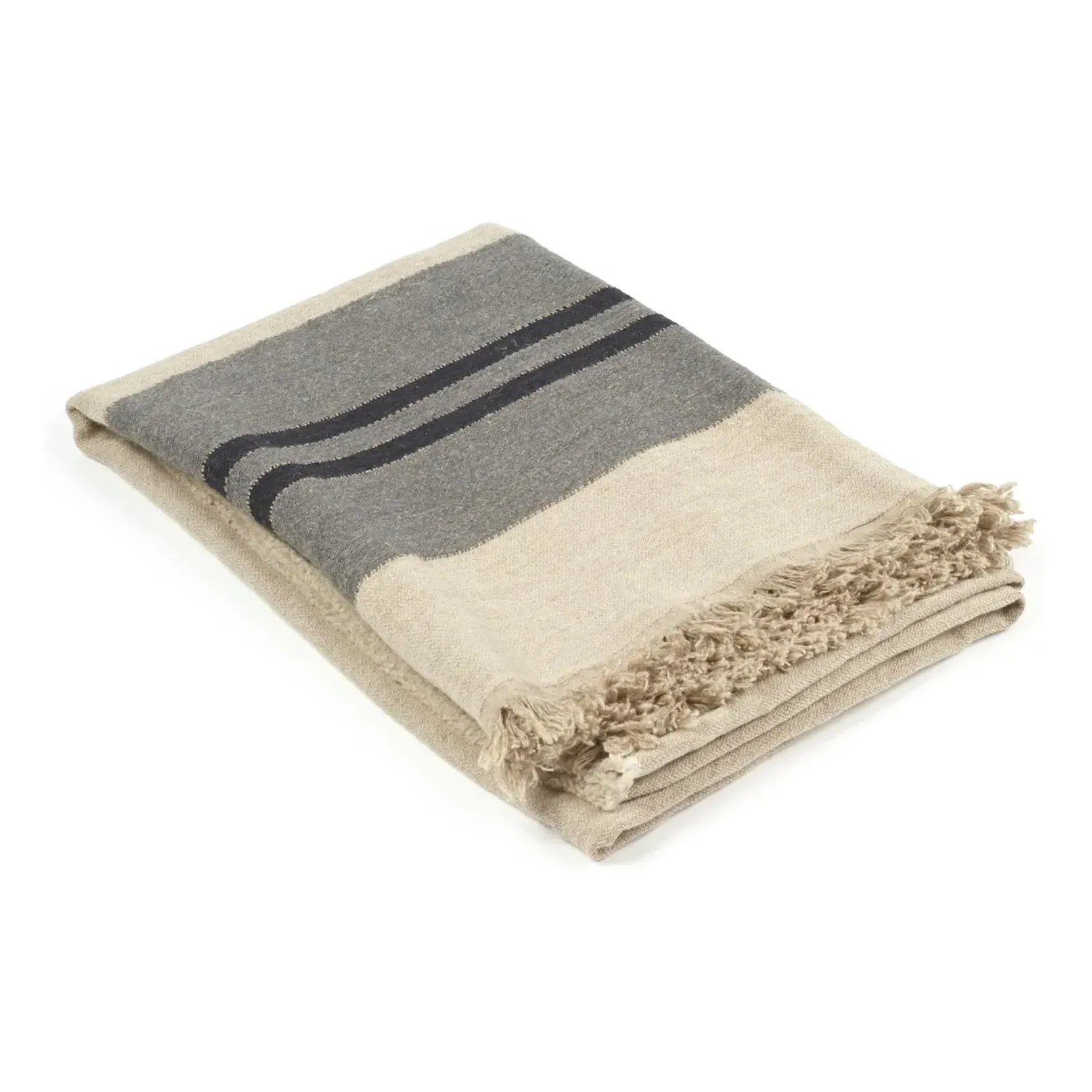 Black House Stripe Linen Throw - Charcoal product
