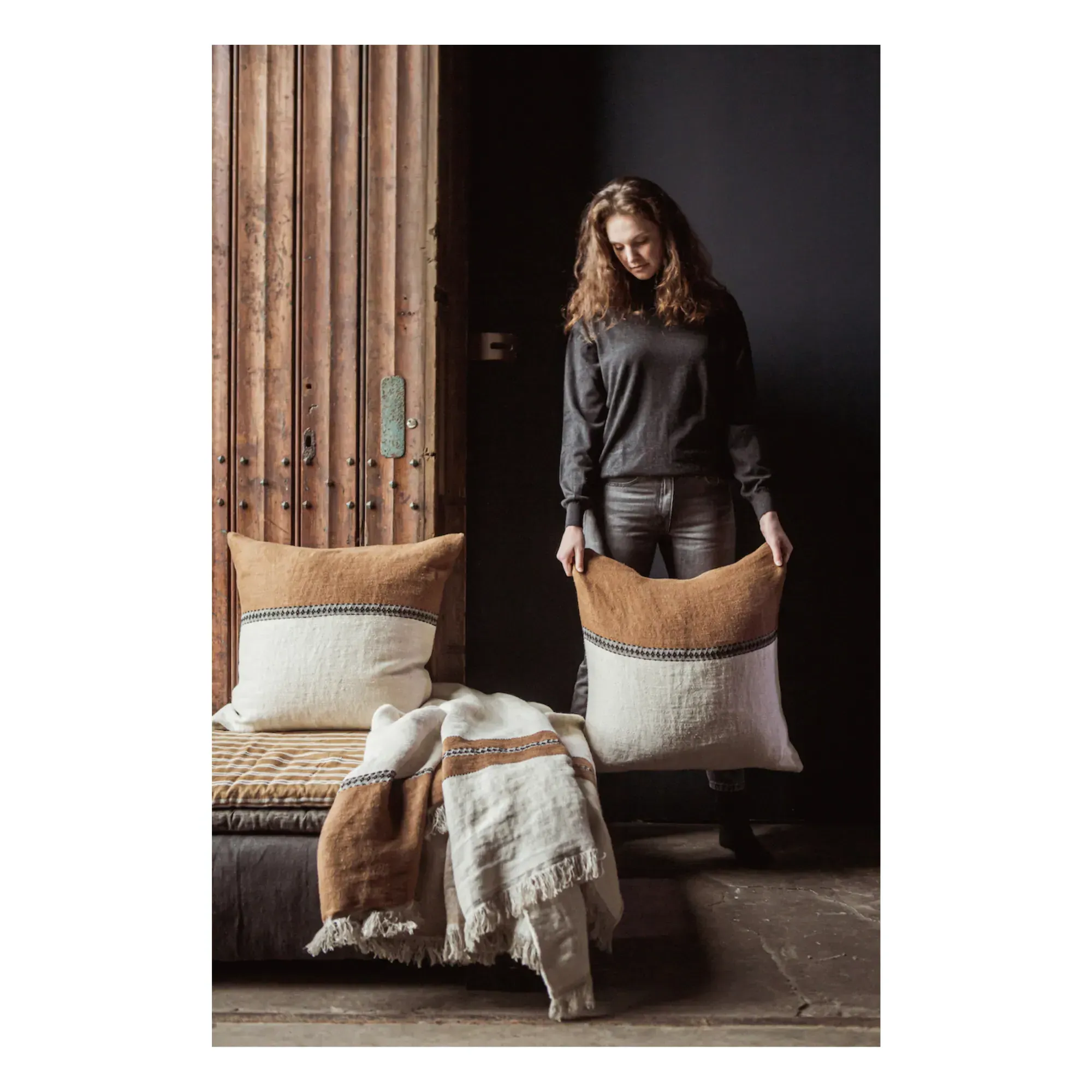 Etienne Cushion Cover - Beige, Washed Linen alternate view