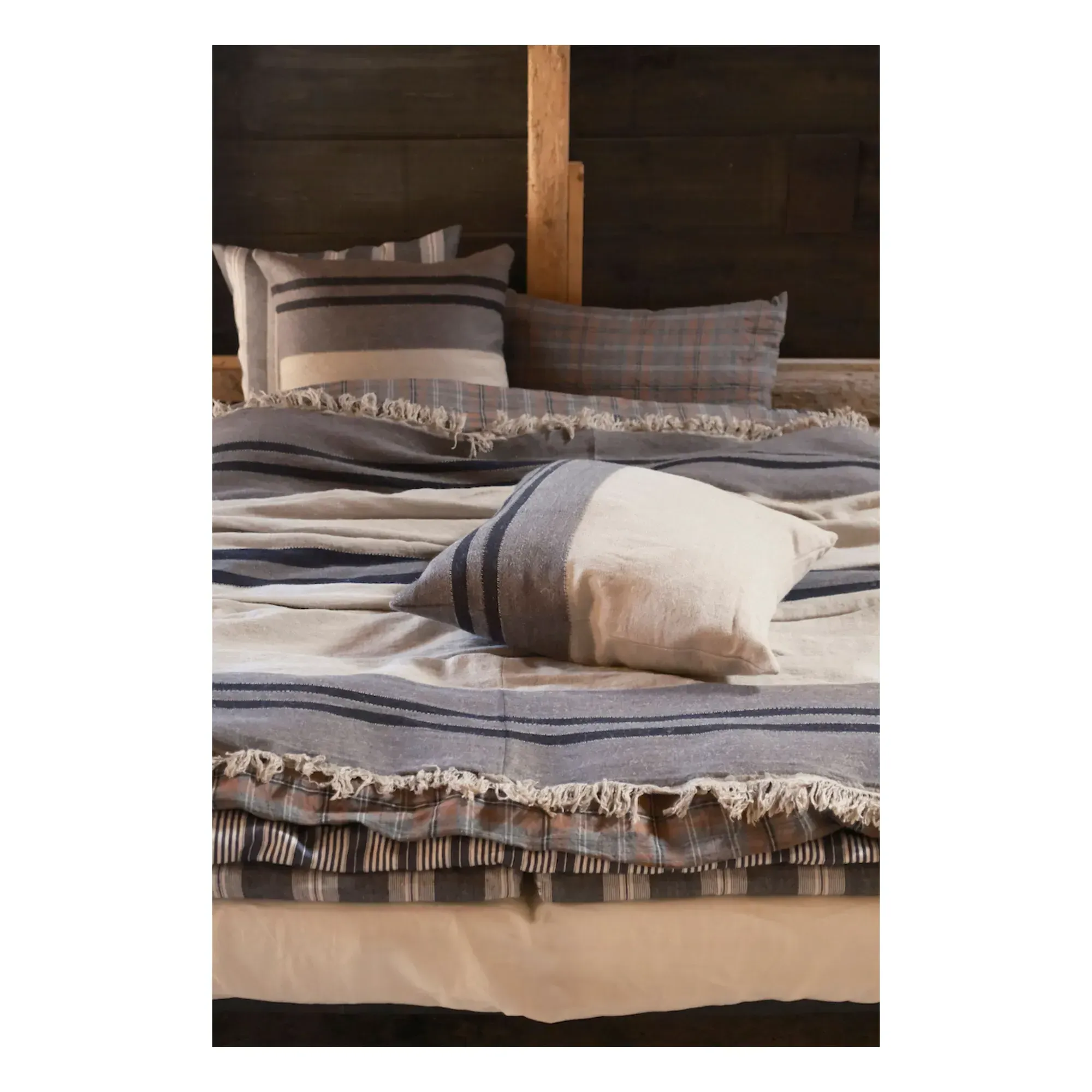 House Stripe Cushion Cover - Carbon, Linen alternate view
