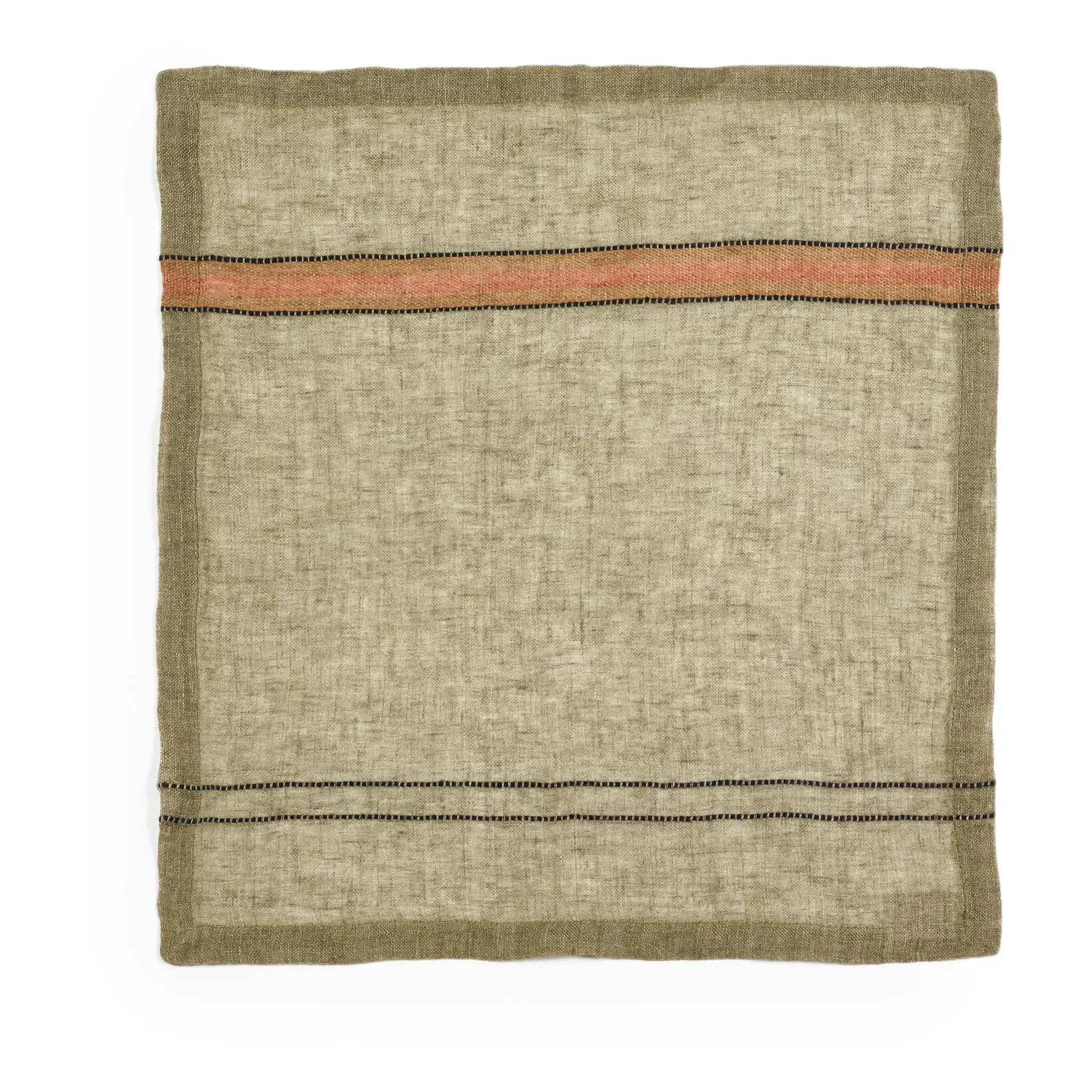 Marie Striped Serviette - Khaki, Linen alternate view