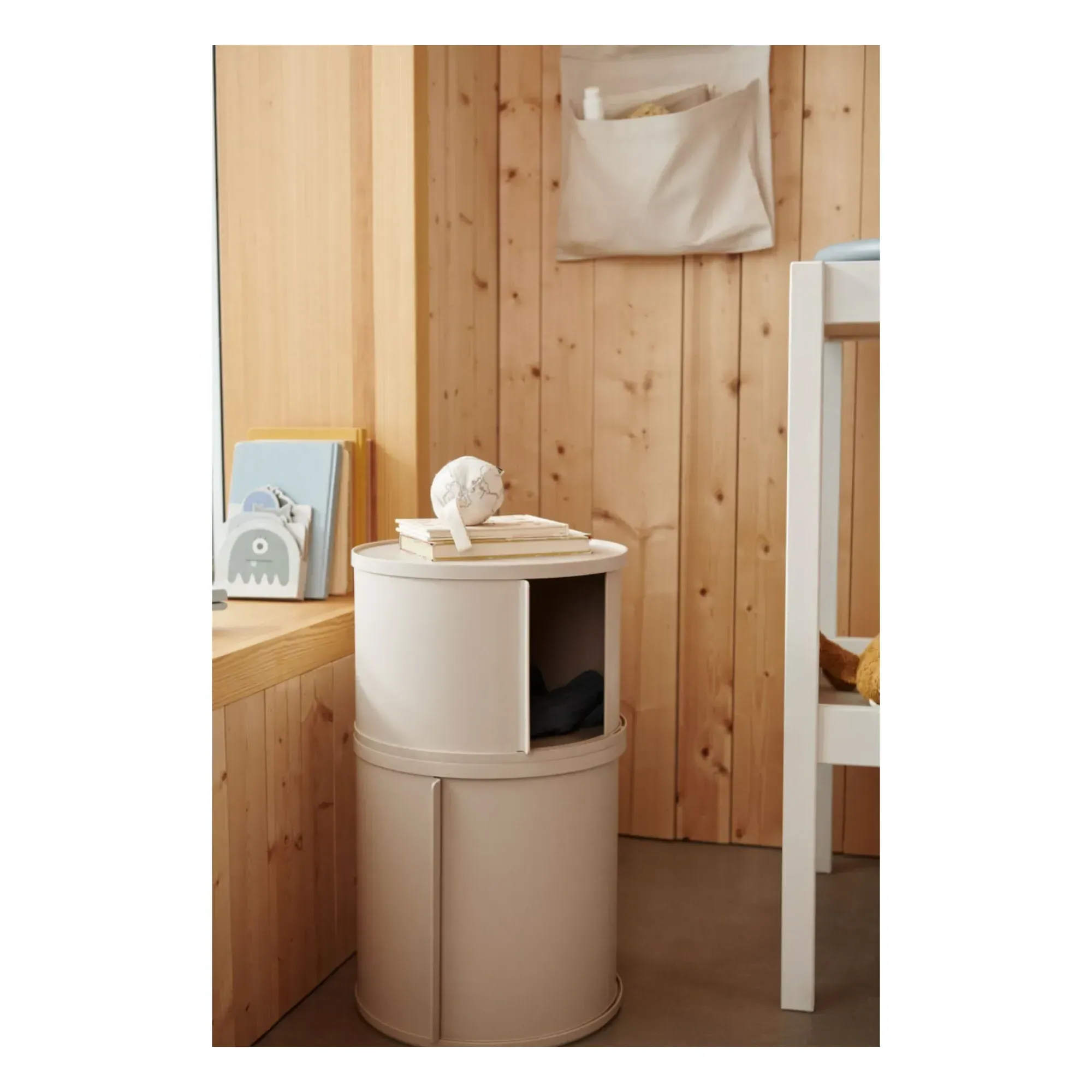 Nona Round Storage with Sliding Door - Sandy alternate view