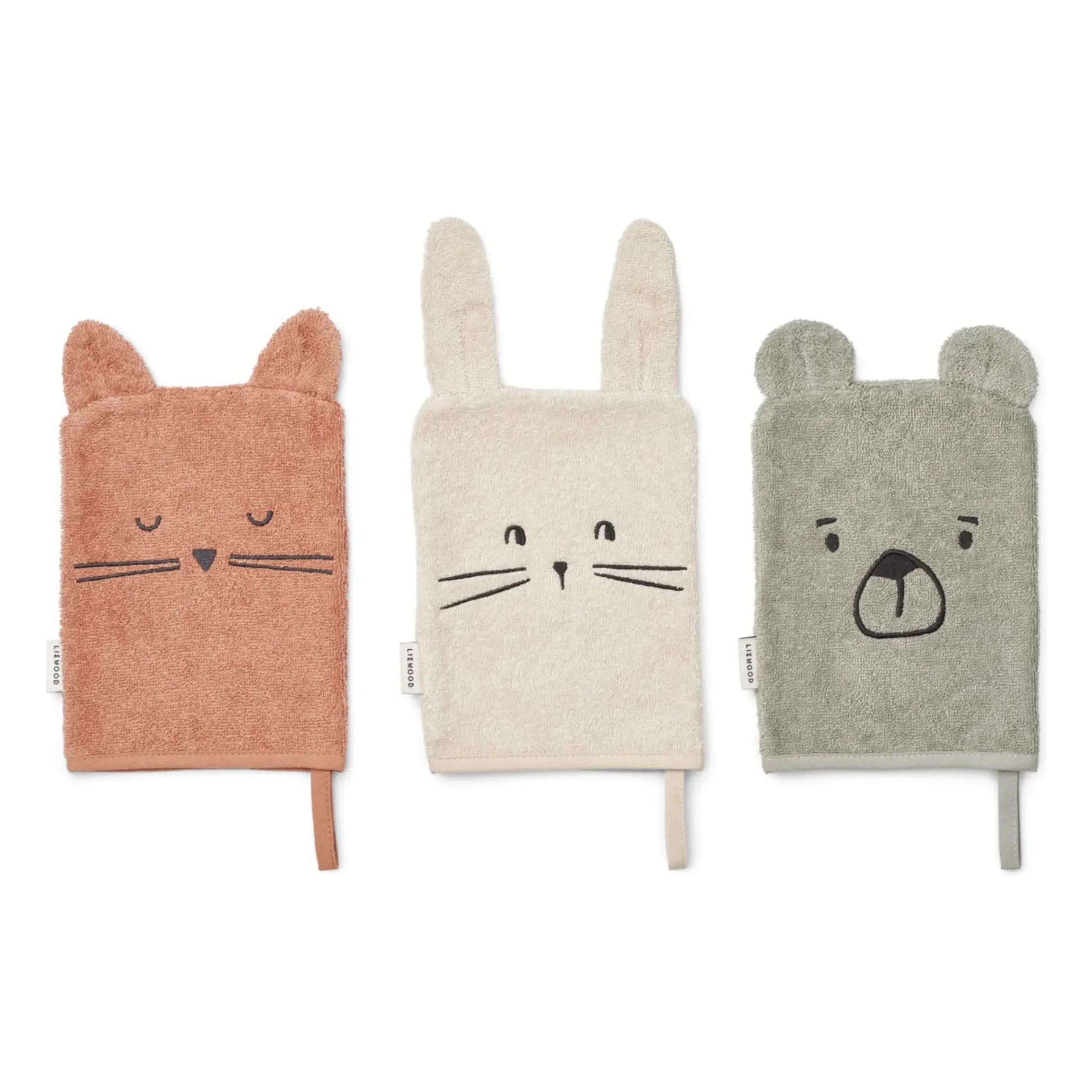 Sylvester Organic Cotton Washcloths Set of 3 - Dove Blue Mix product
