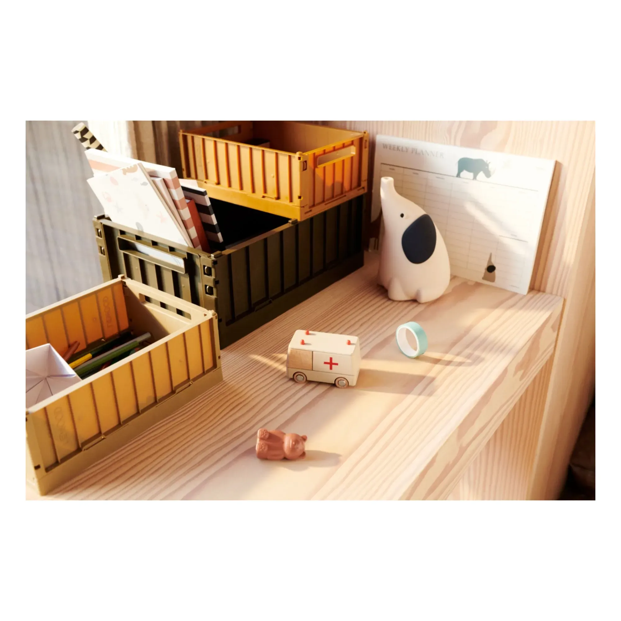 Weston Folding Crates Set of 2 - Brown, Polypropylene alternate view