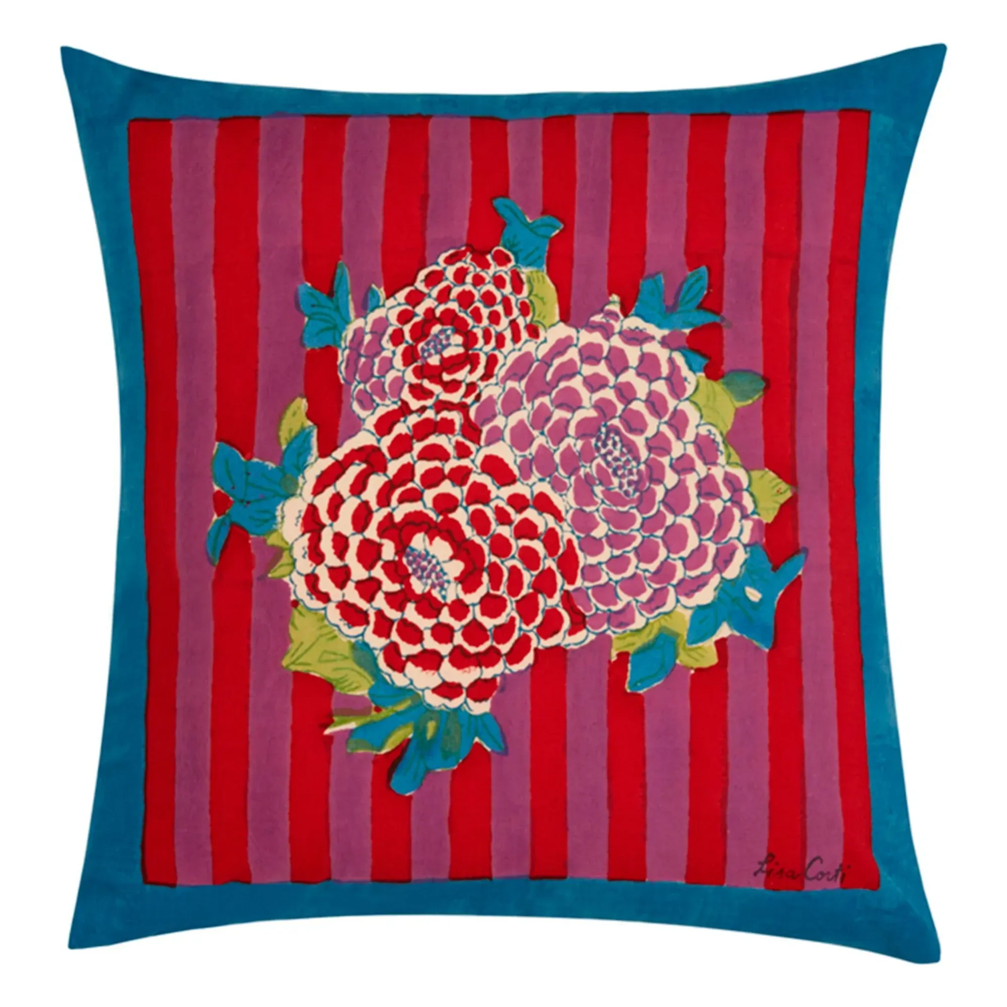 Arabesque Corolla Striped Cushion Cover - Red, Cotton product