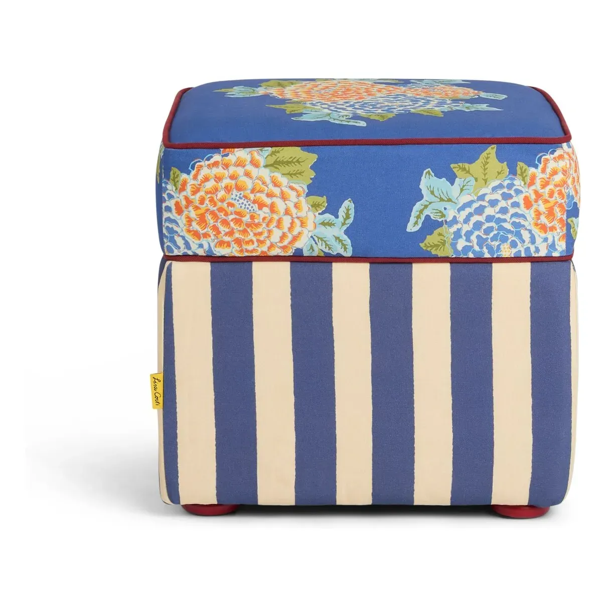 Corolla Square Pouffe - Blue, Cotton Canvas product