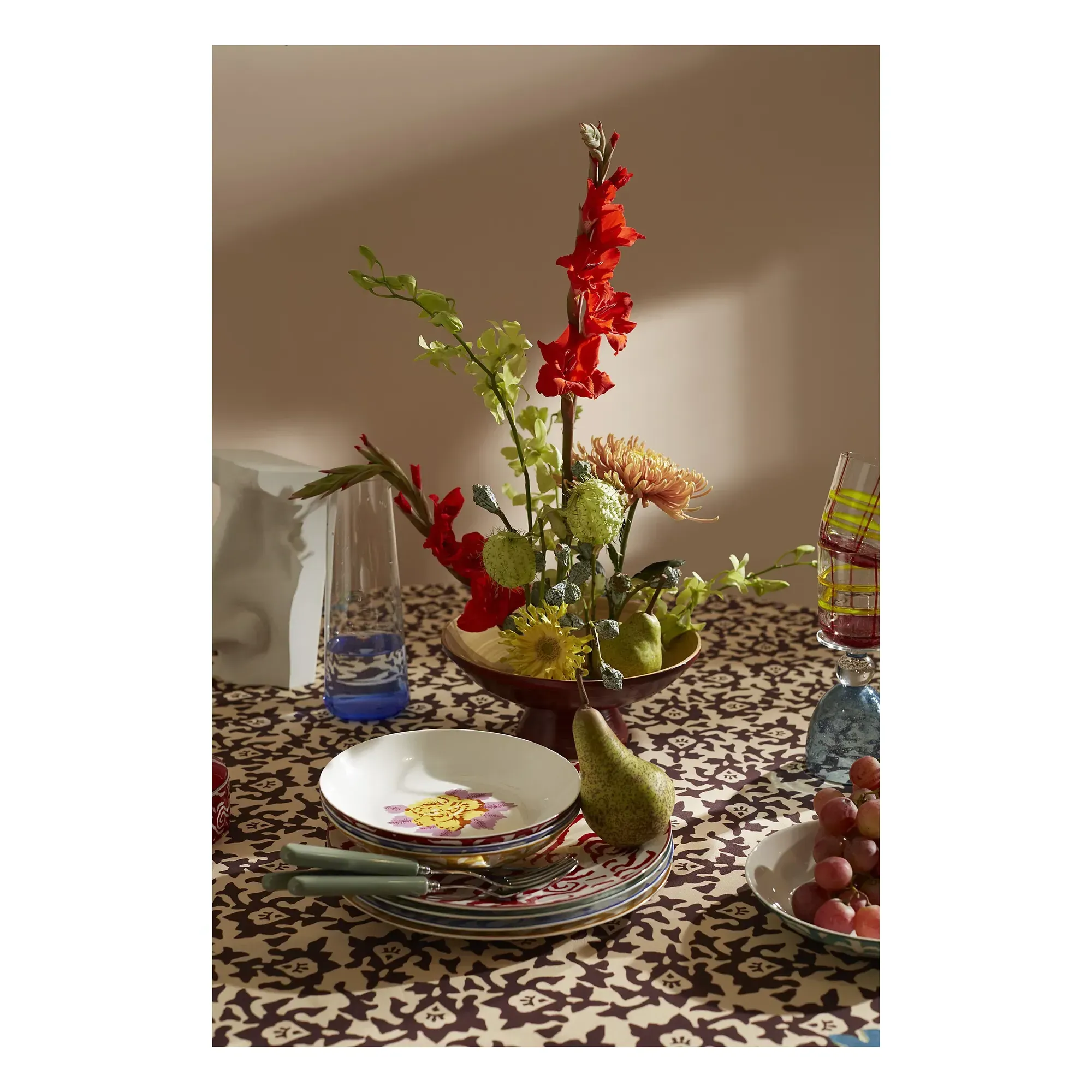 Indian Tiger Plate Set of 3 - Red, Porcelain alternate view