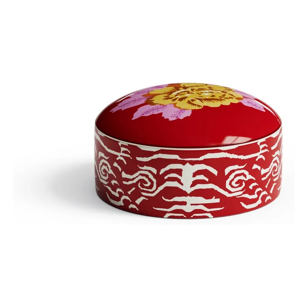 Indian Tiger Trinket Box - Red, Porcelain product