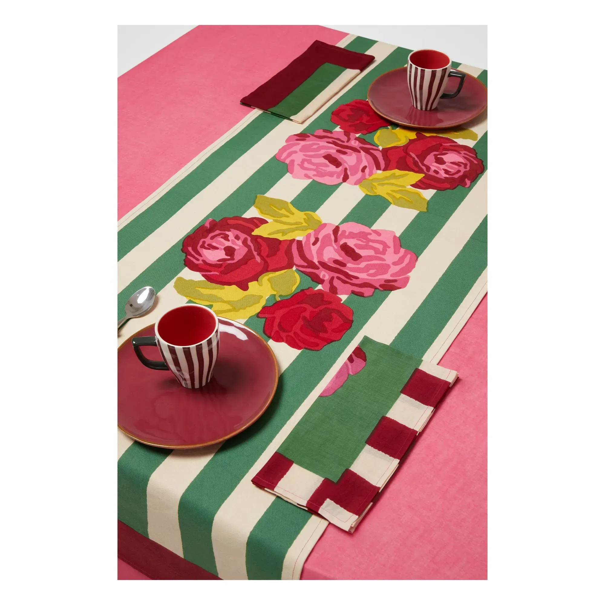 Nizam Stripes Table Runner - Green, Cotton alternate view