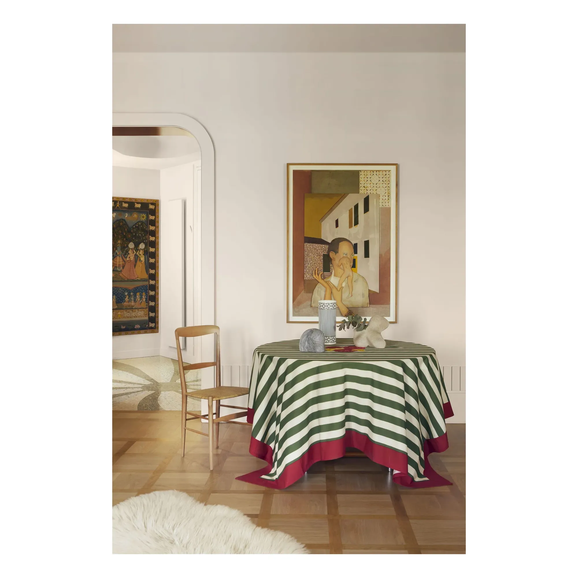 Nizam Stripes Tablecloth - Green, Cotton alternate view