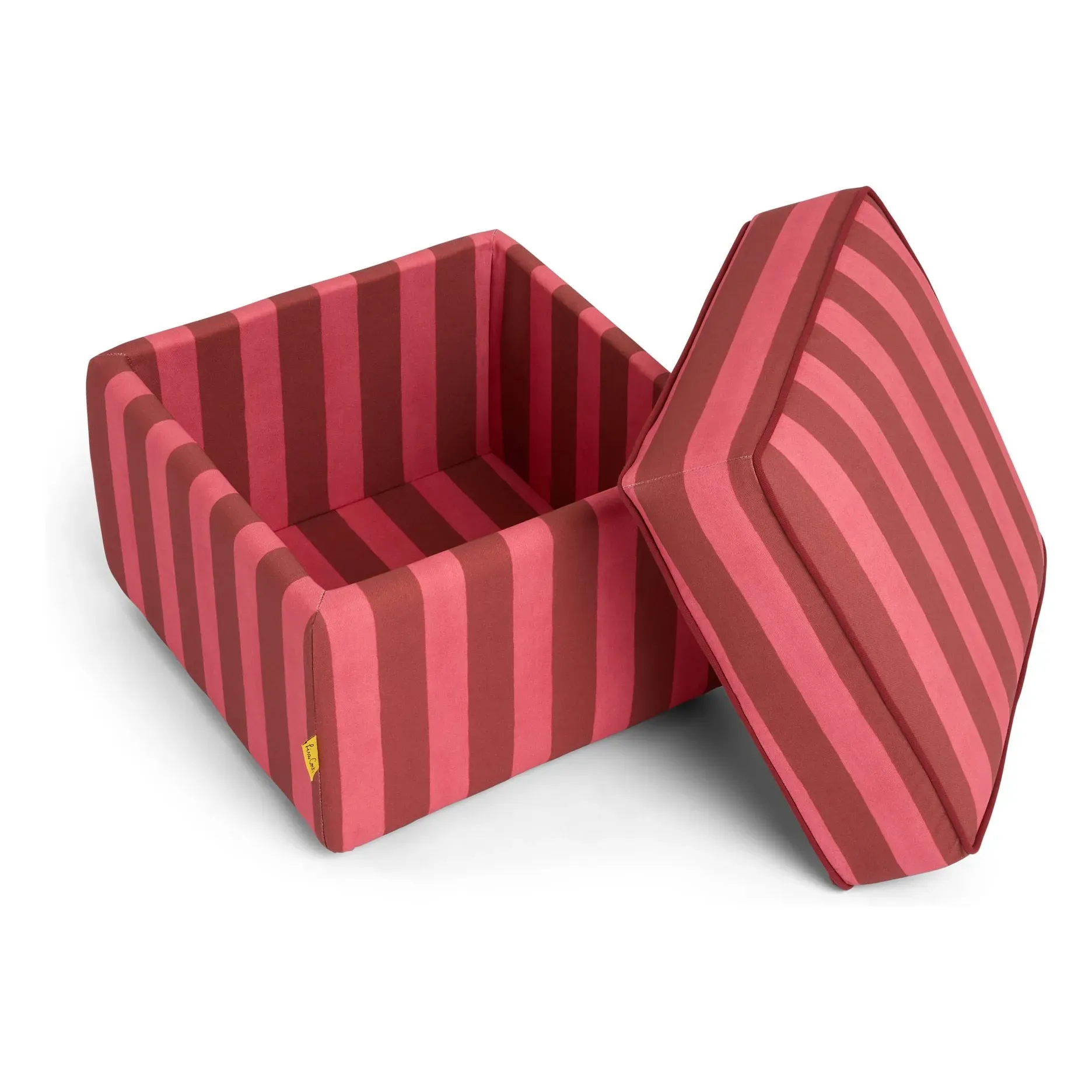 Stripes Square Pouffe - Pink, Cotton Canvas alternate view