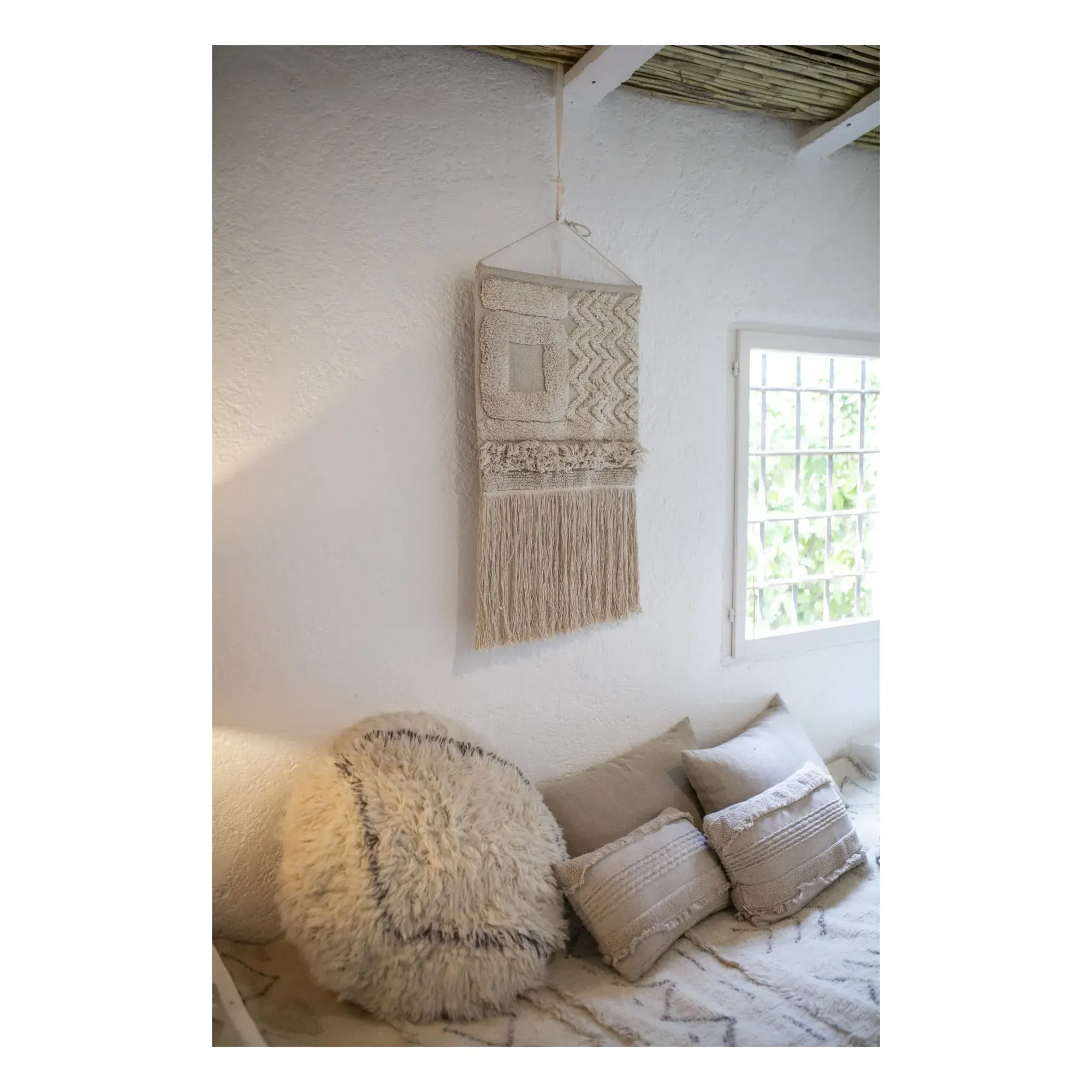 Berber Soul Round Pouffe - Natural White, Wool alternate view