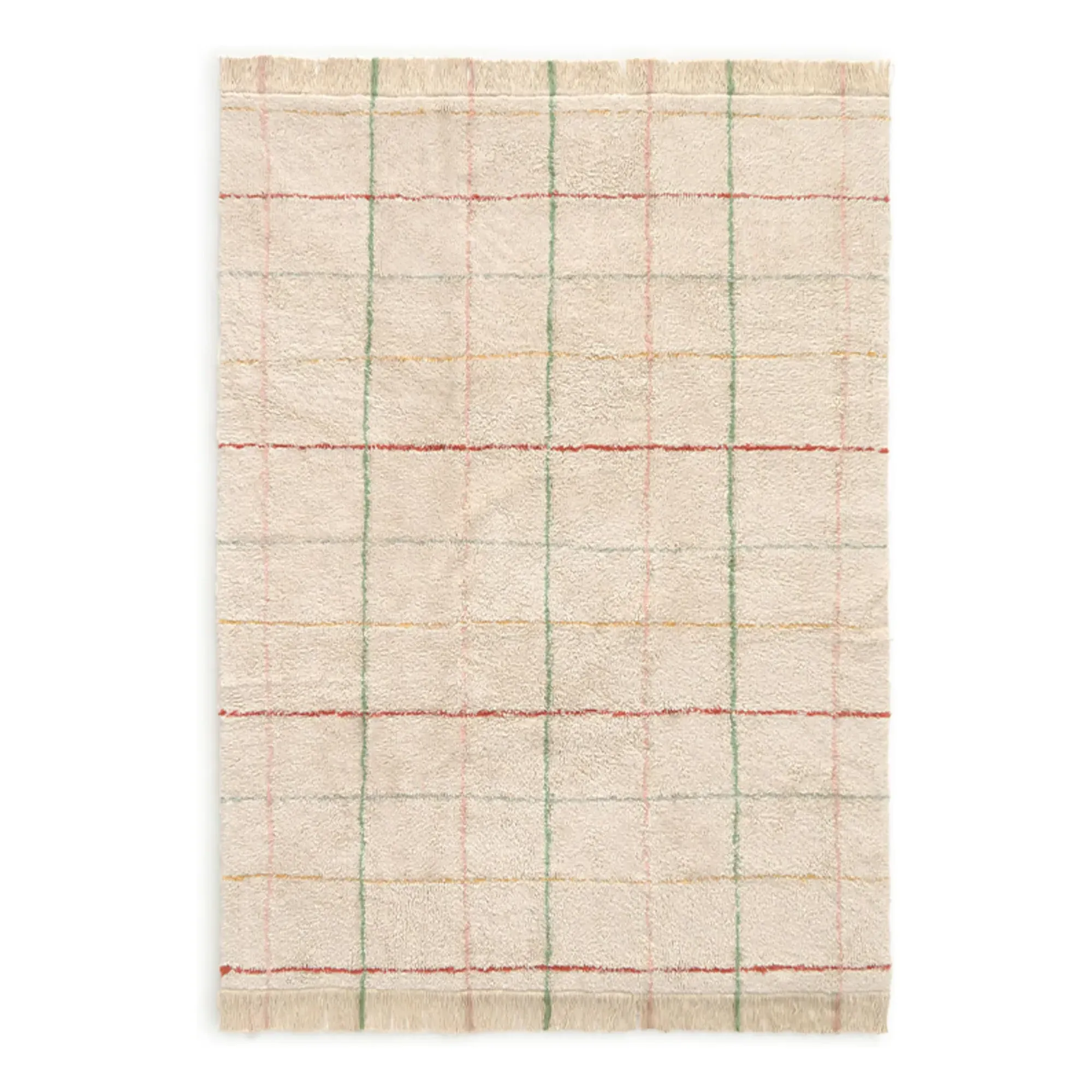Color Lines Striped Area Rug with Fringe - Beige, Cotton product