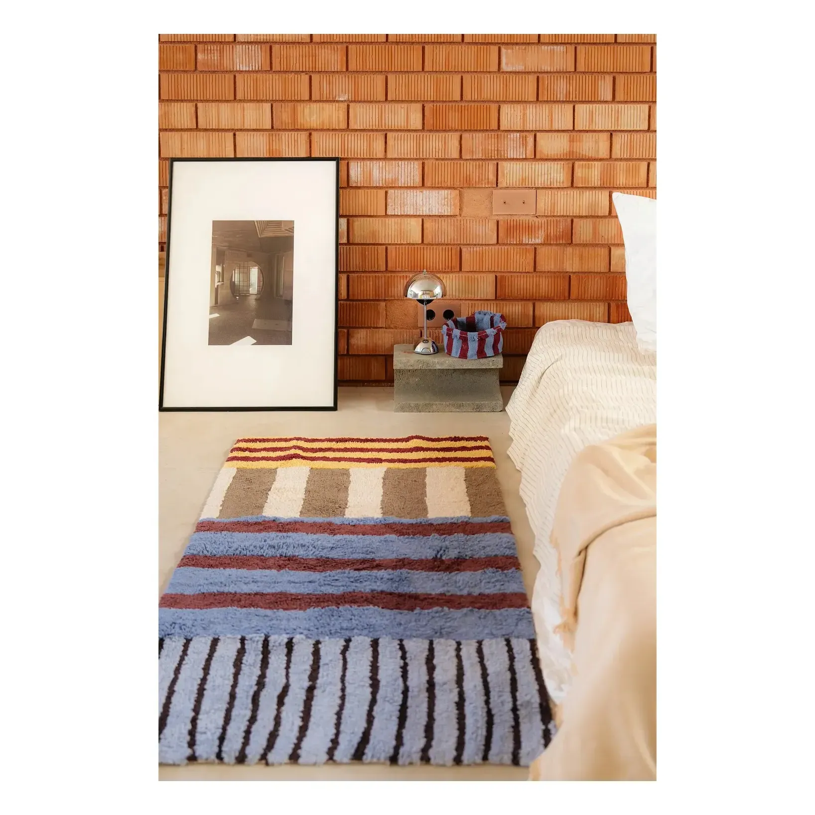 Color On Striped Washable Rug - Blue, Cotton alternate view