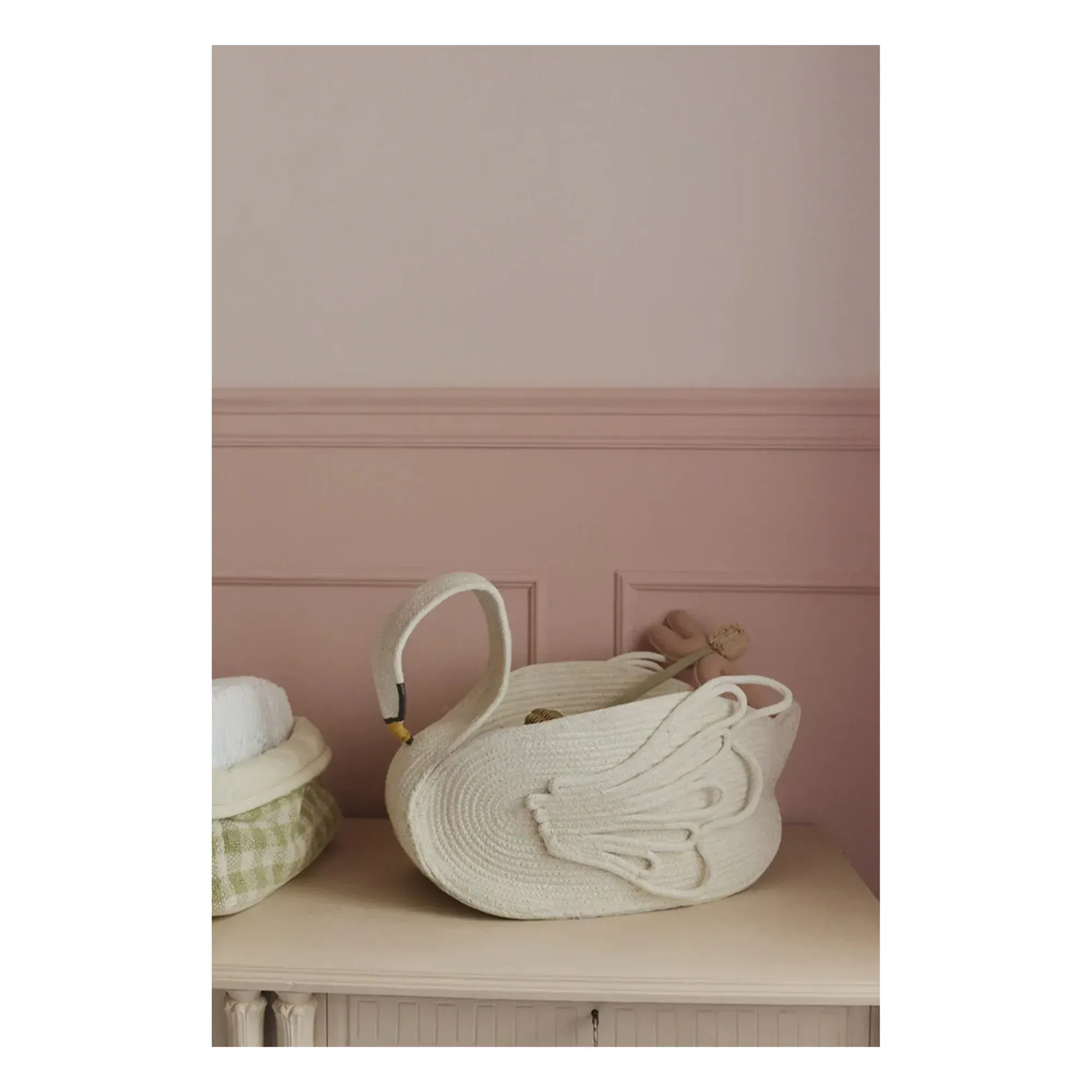 Cygne Swan Storage Basket - White, Cotton alternate view
