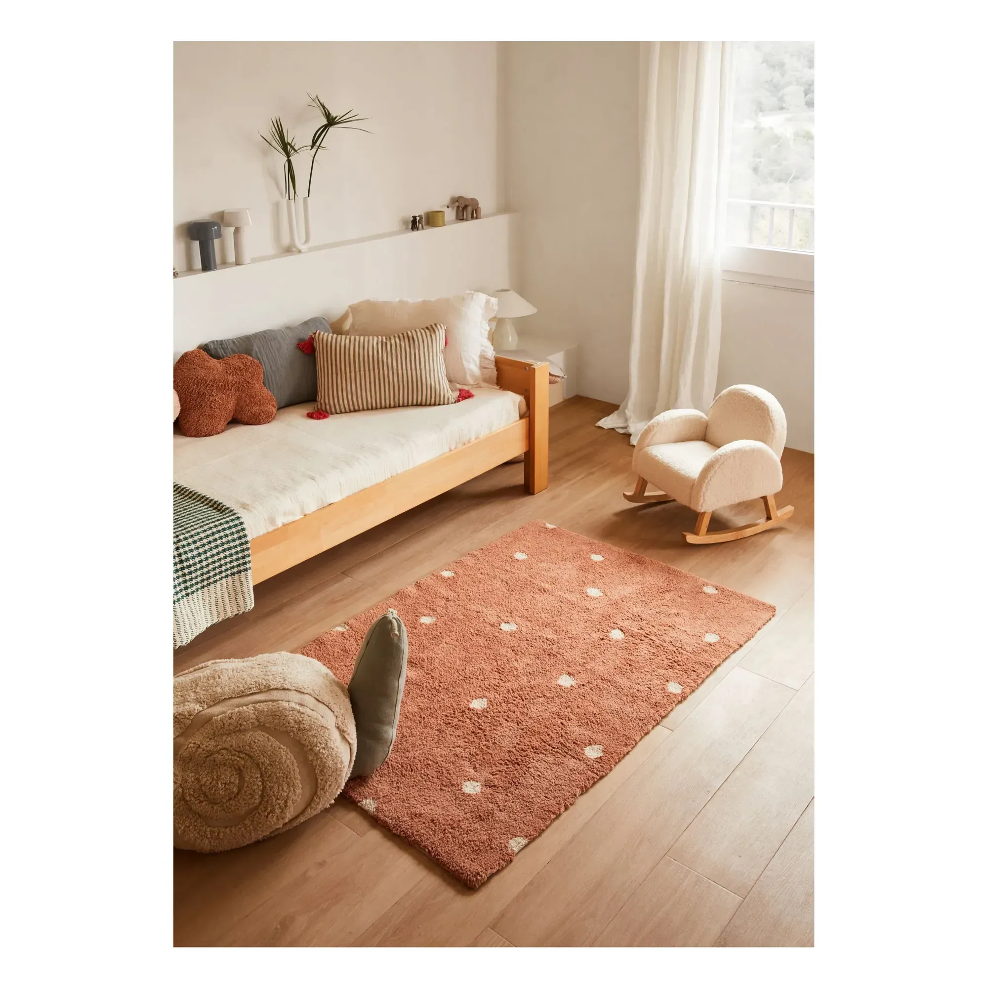 Dot Cotton Rug with Polka-Dot Pattern - Terracotta alternate view