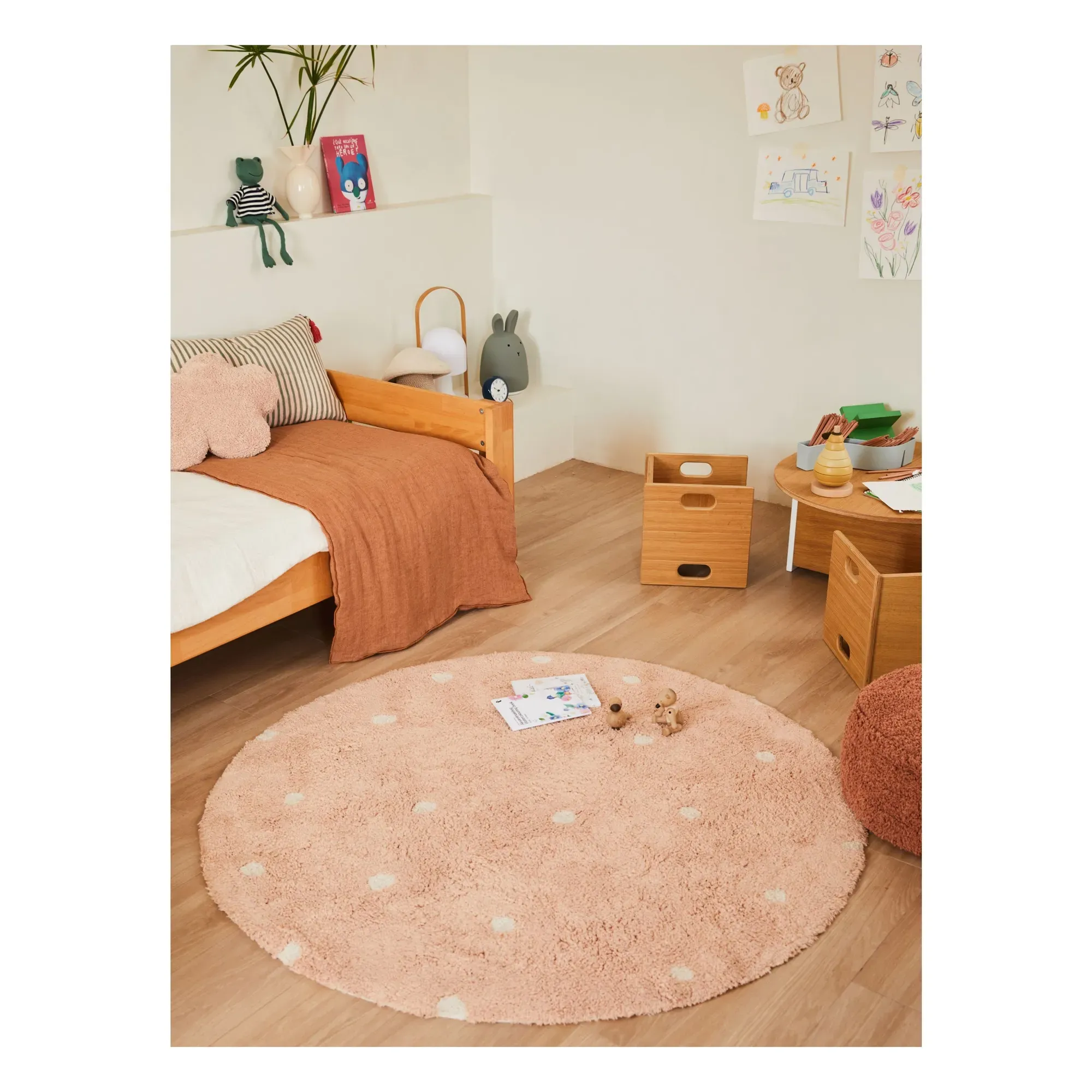 Dot Round Rug - Pink, Cotton alternate view