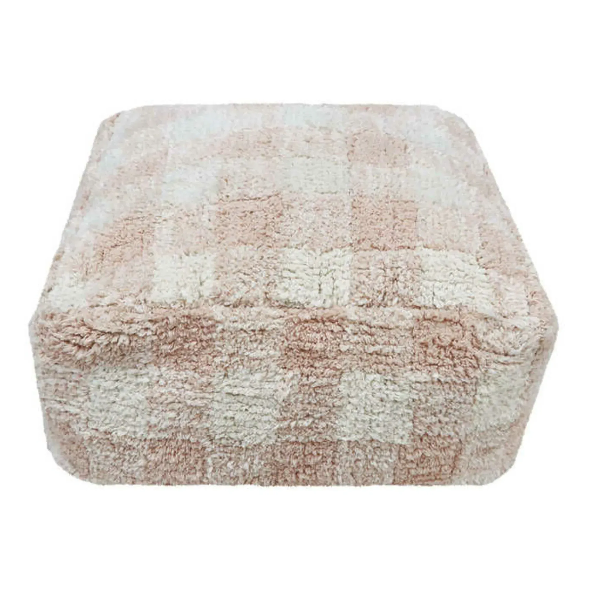 Gingham Square Pouffe - Pink, Recycled Cotton product