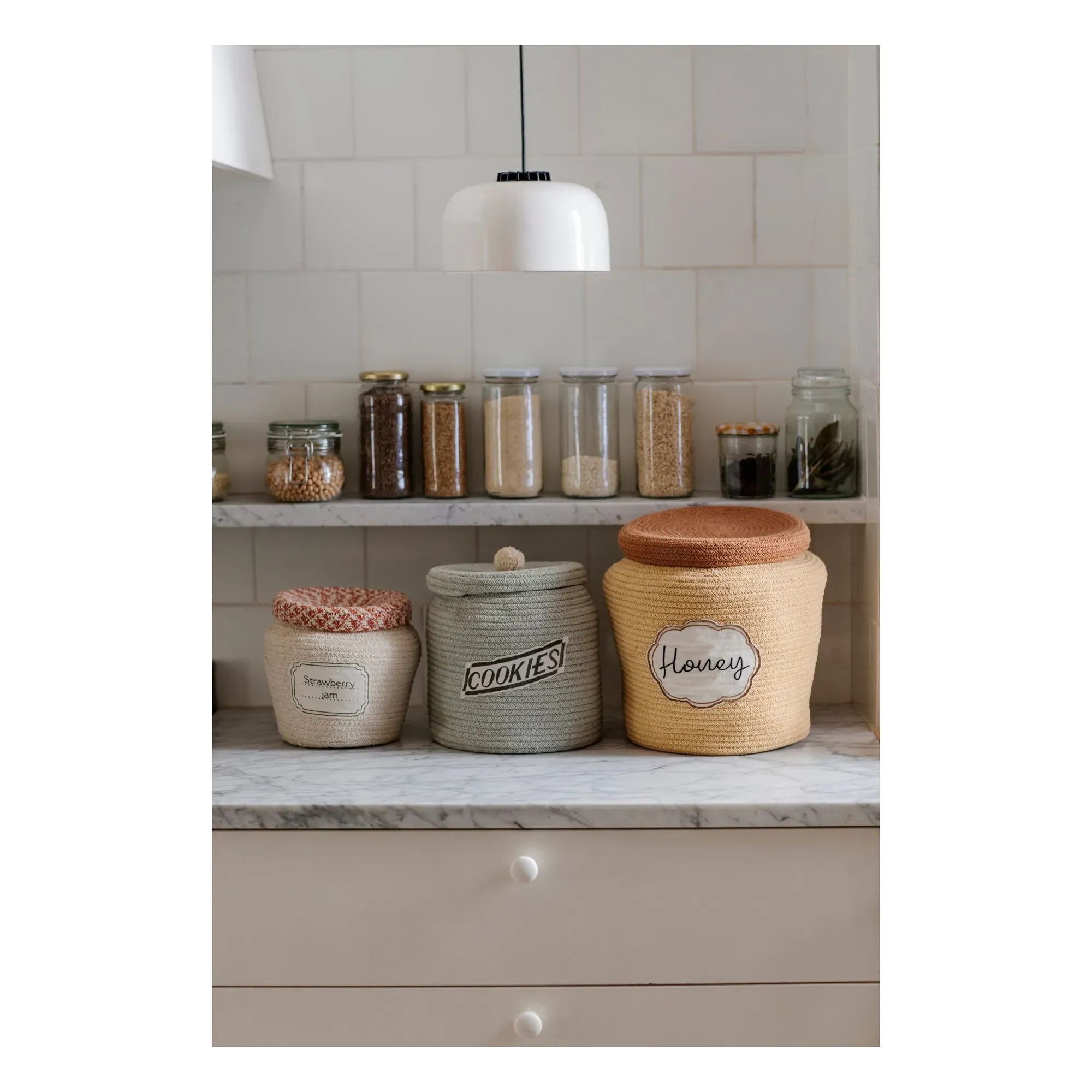 Honey Pot Storage Basket with Lid - Ecru, Cotton alternate view