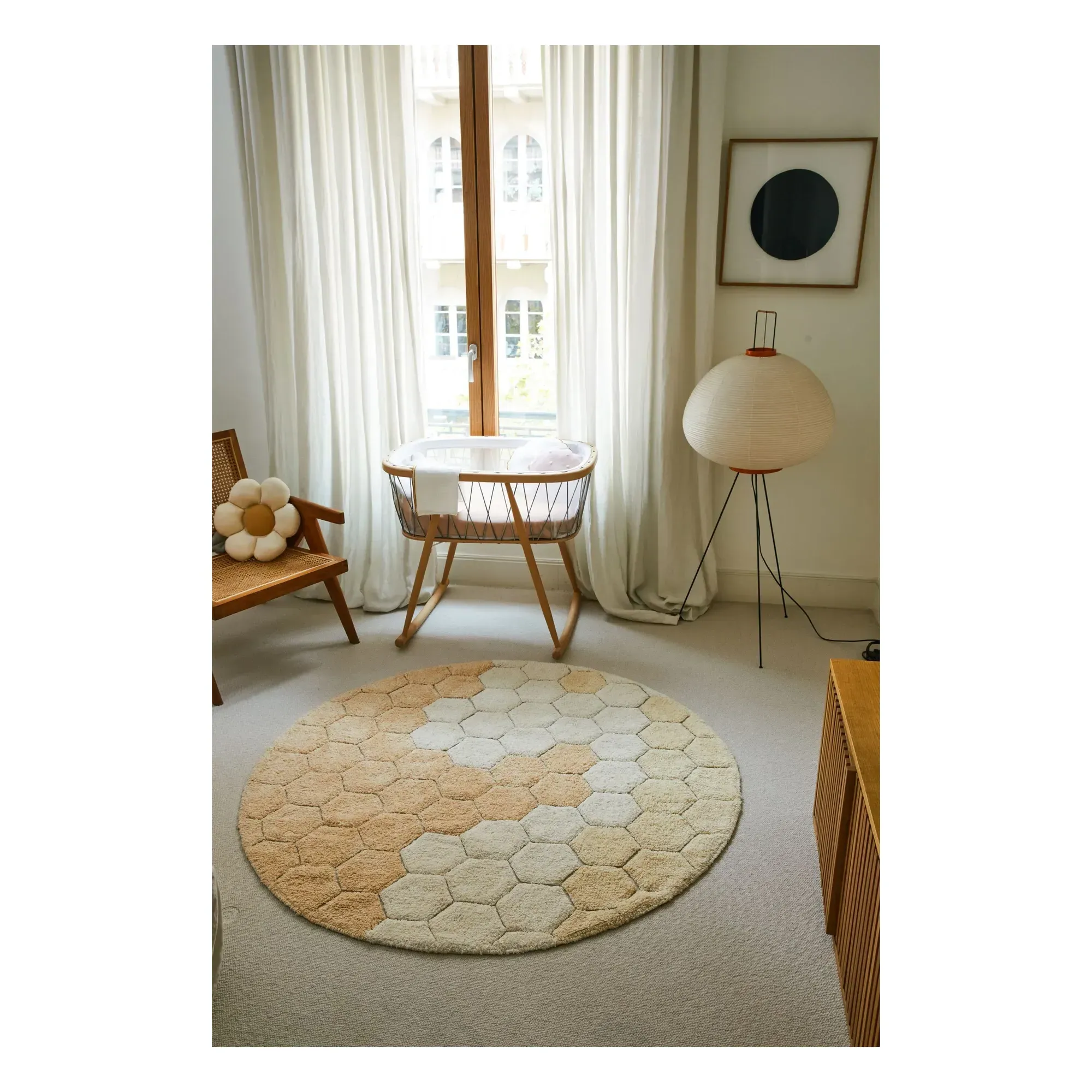 Honeycomb Round Rug - Golden, Cotton alternate view
