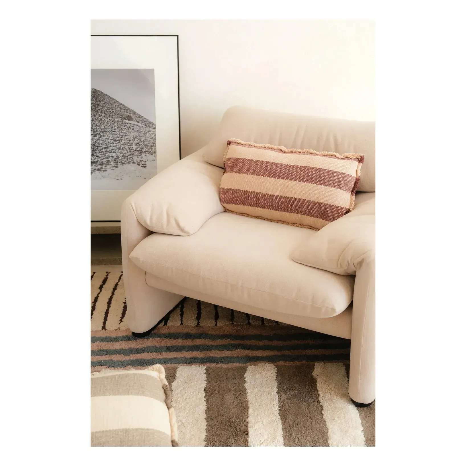 Lines Rectangular Cushion - Burgundy, Cotton alternate view
