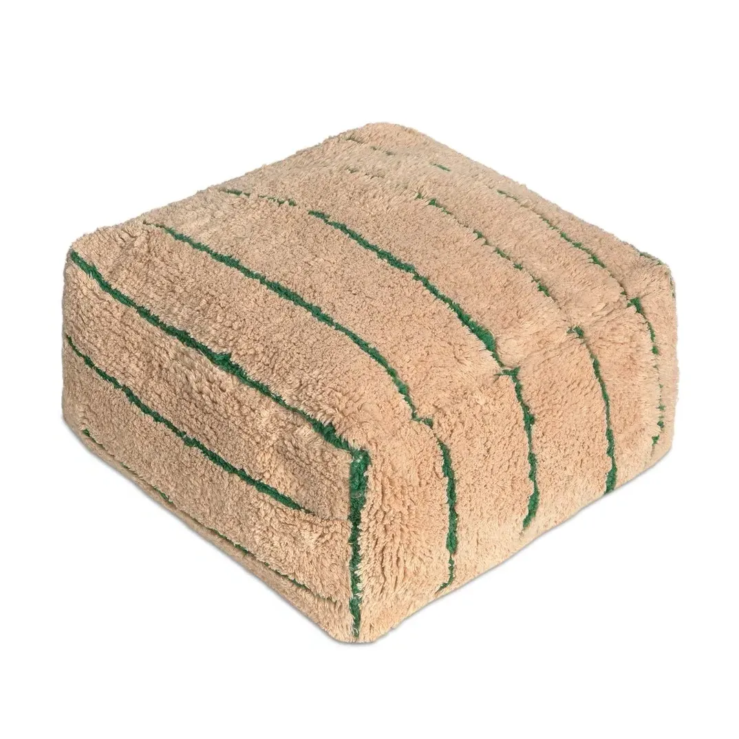 Lines Striped Square Pouf - Peach, Cotton product