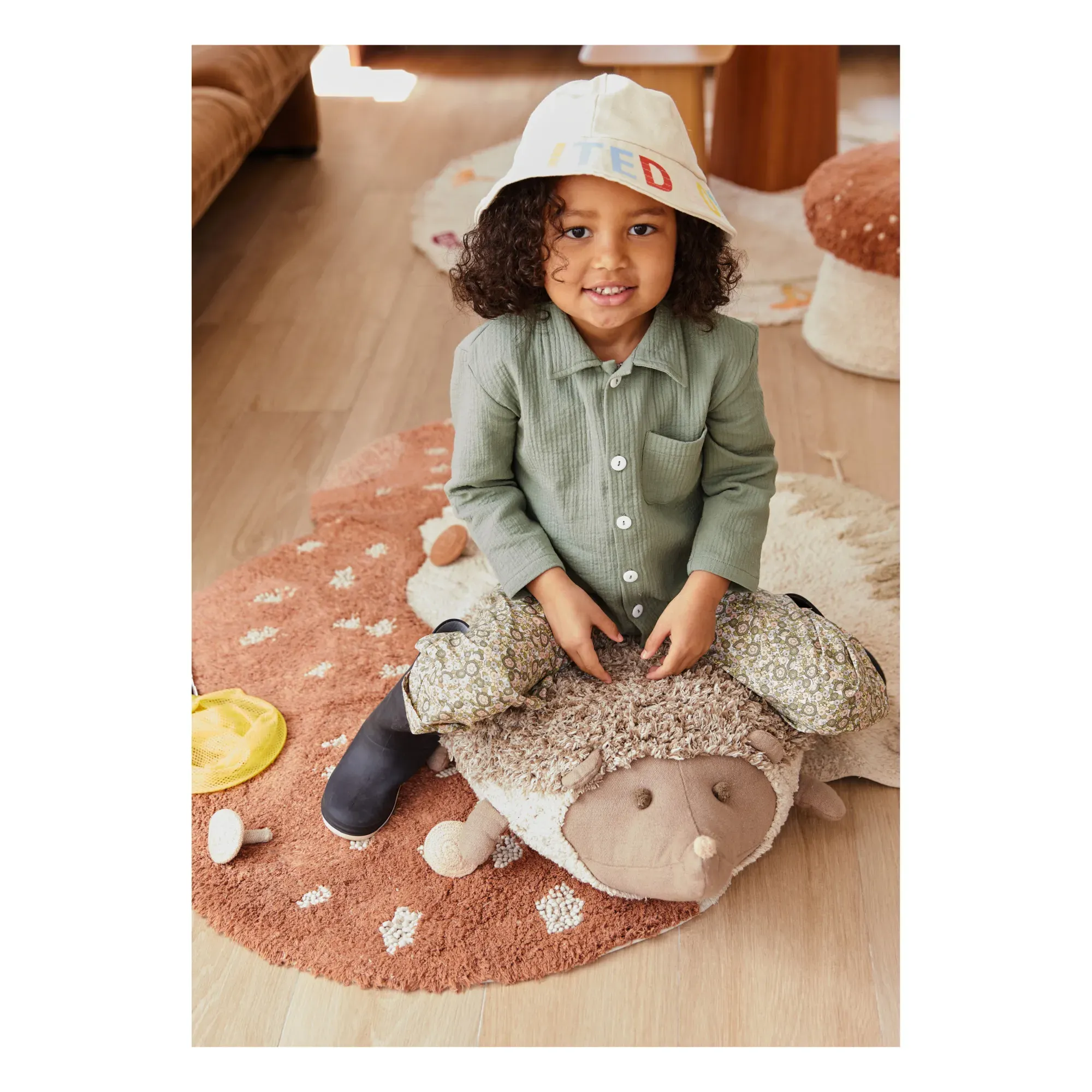 Lorena Canals Hedgehog Floor Cushion - Beige, Cotton alternate view