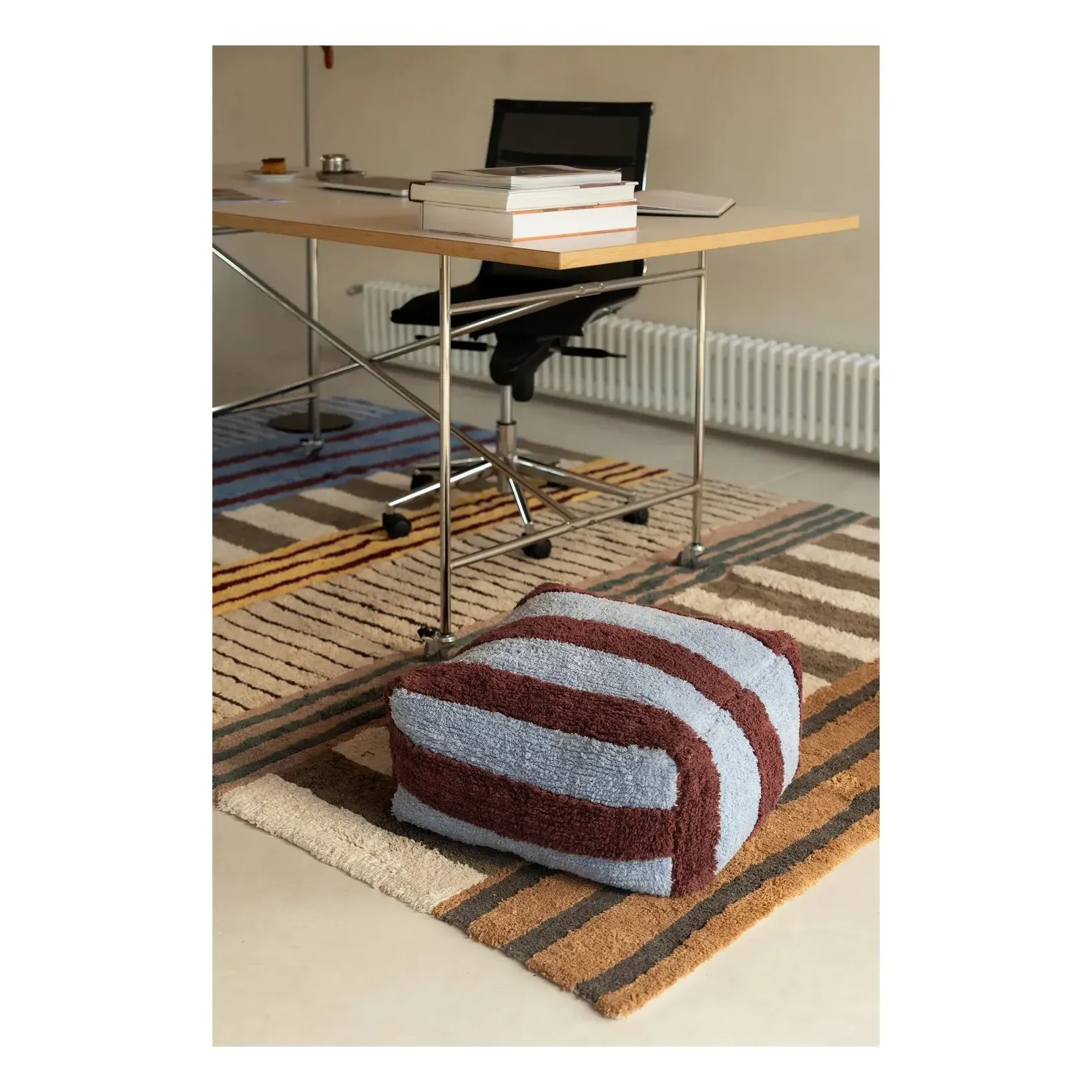 Lorena Canals Lines Pouf - Blue, Cotton alternate view