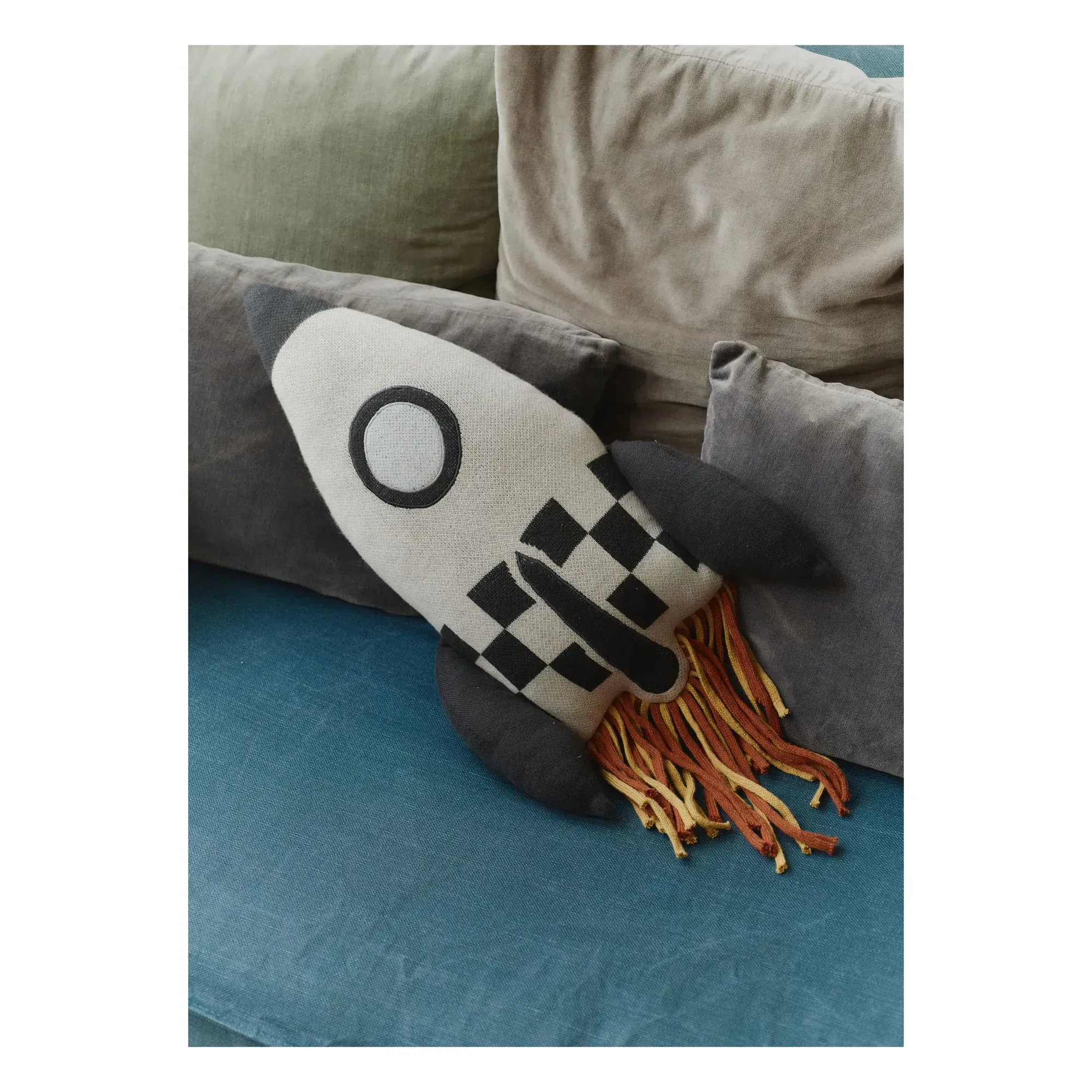 Lorena Canals Rocket Knitted Cushion - Multicoloured, Cotton alternate view