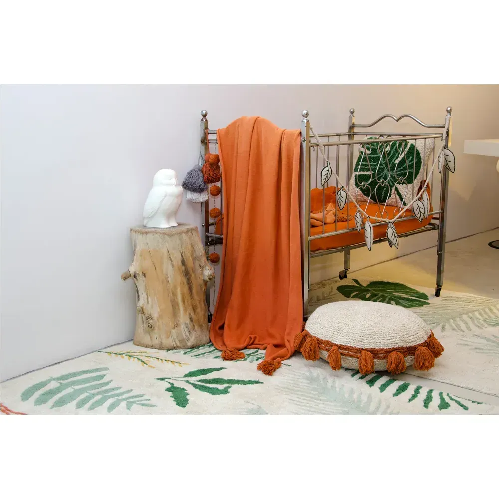 Lorena Canals Round Floor Cushion with Tassels - Terracotta, Cotton alternate view